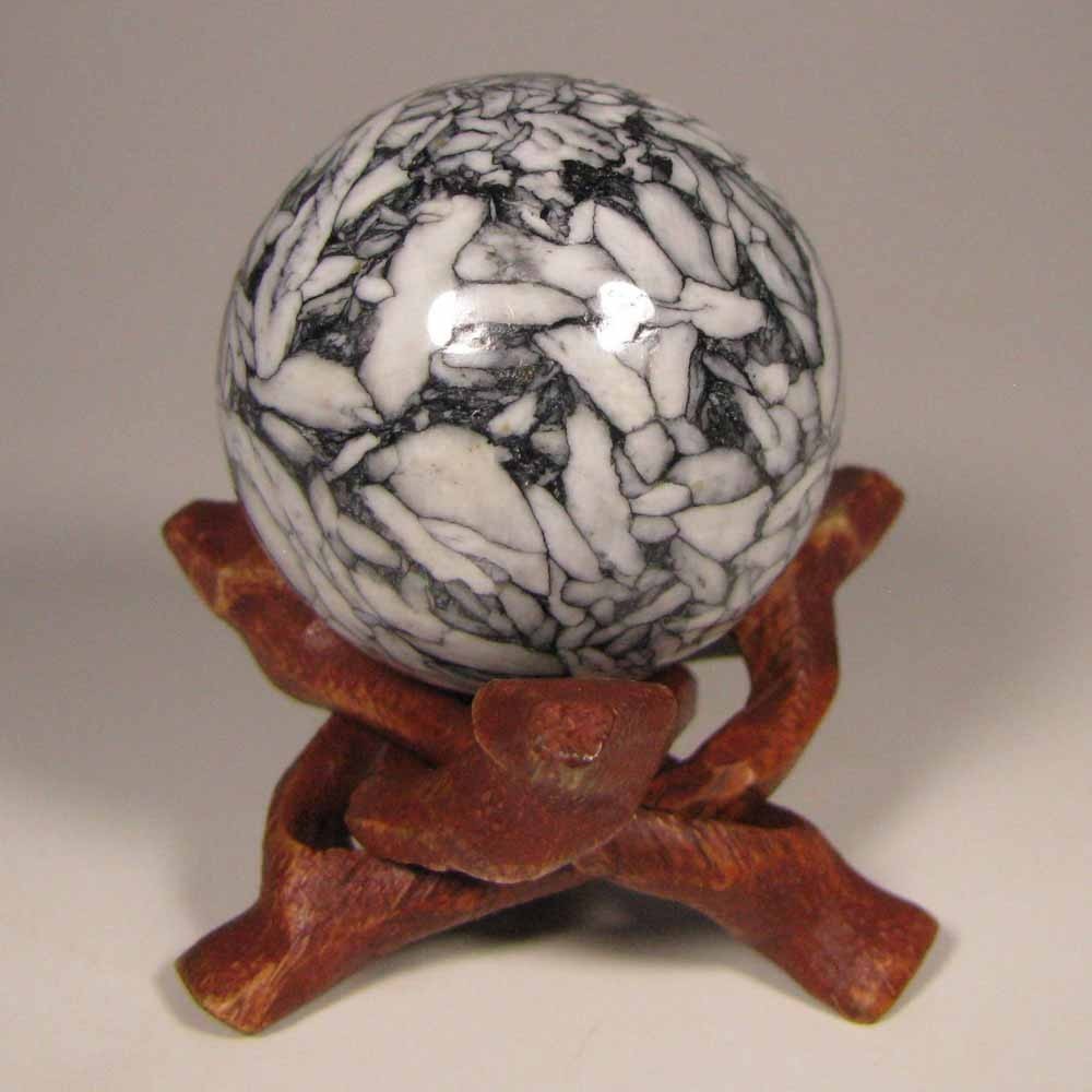 38mm PINOLITE Pinolith Polished Stone Sphere Ball w/ Stand – Austria