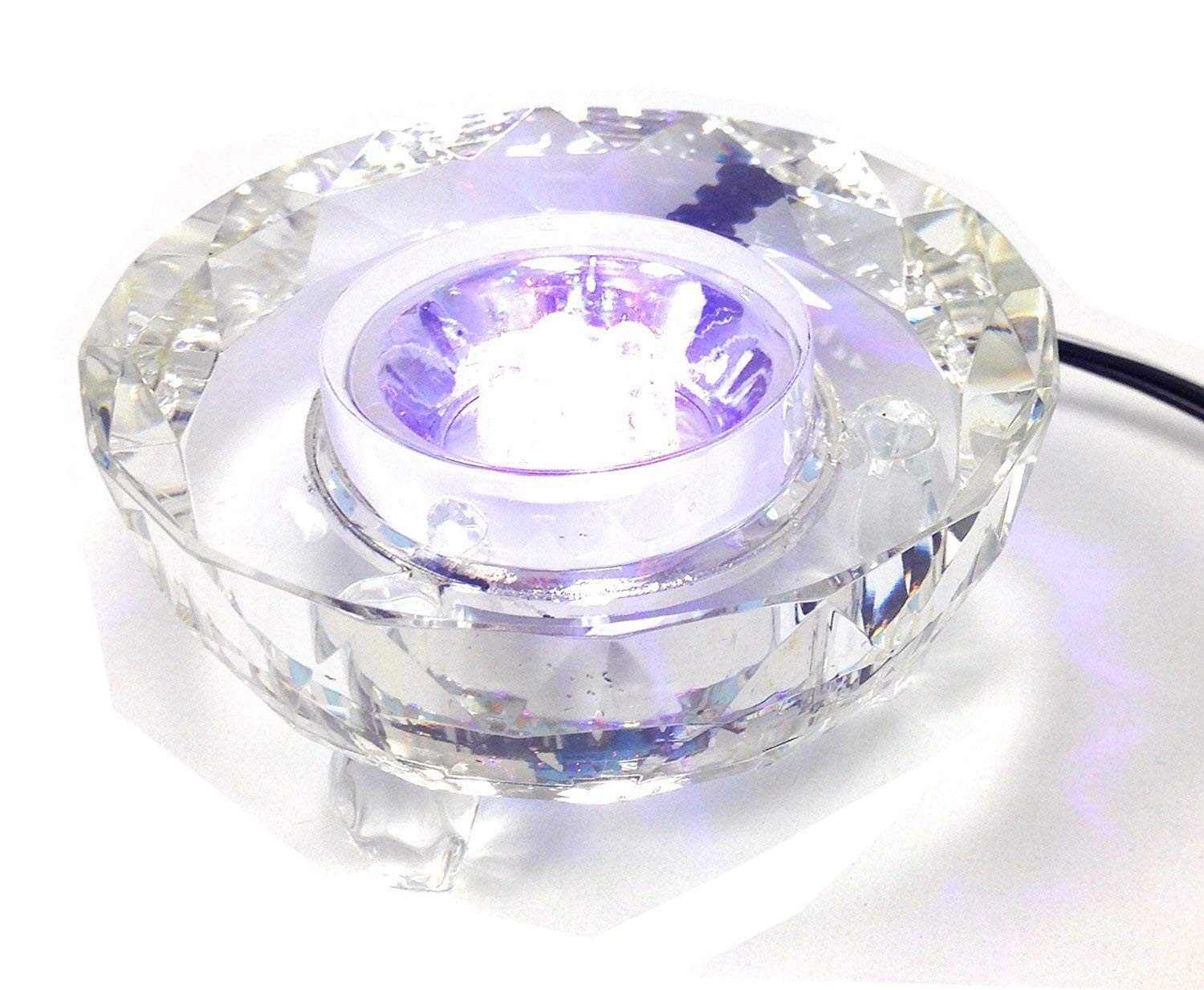 Round Crystal Display Stand 3″ x 3″ x 2″ – 4 Color LED Light Base