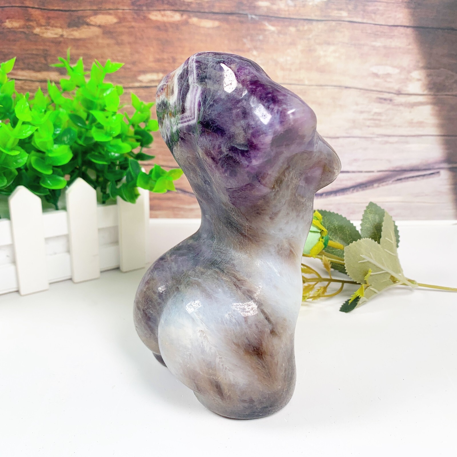 1pc Natural amethyst goddess Crystal woman body carving Home decoration