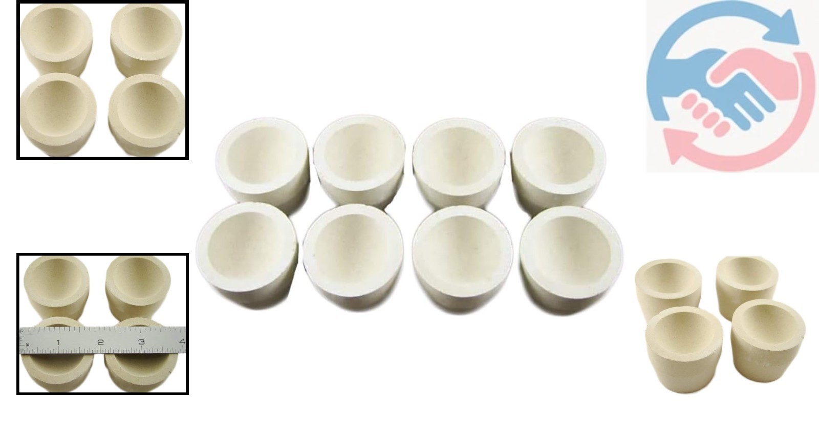 Lot of 8 – 1-3/4″ Gold Assay Cupels | Dead Burnt Magnesia for Refining