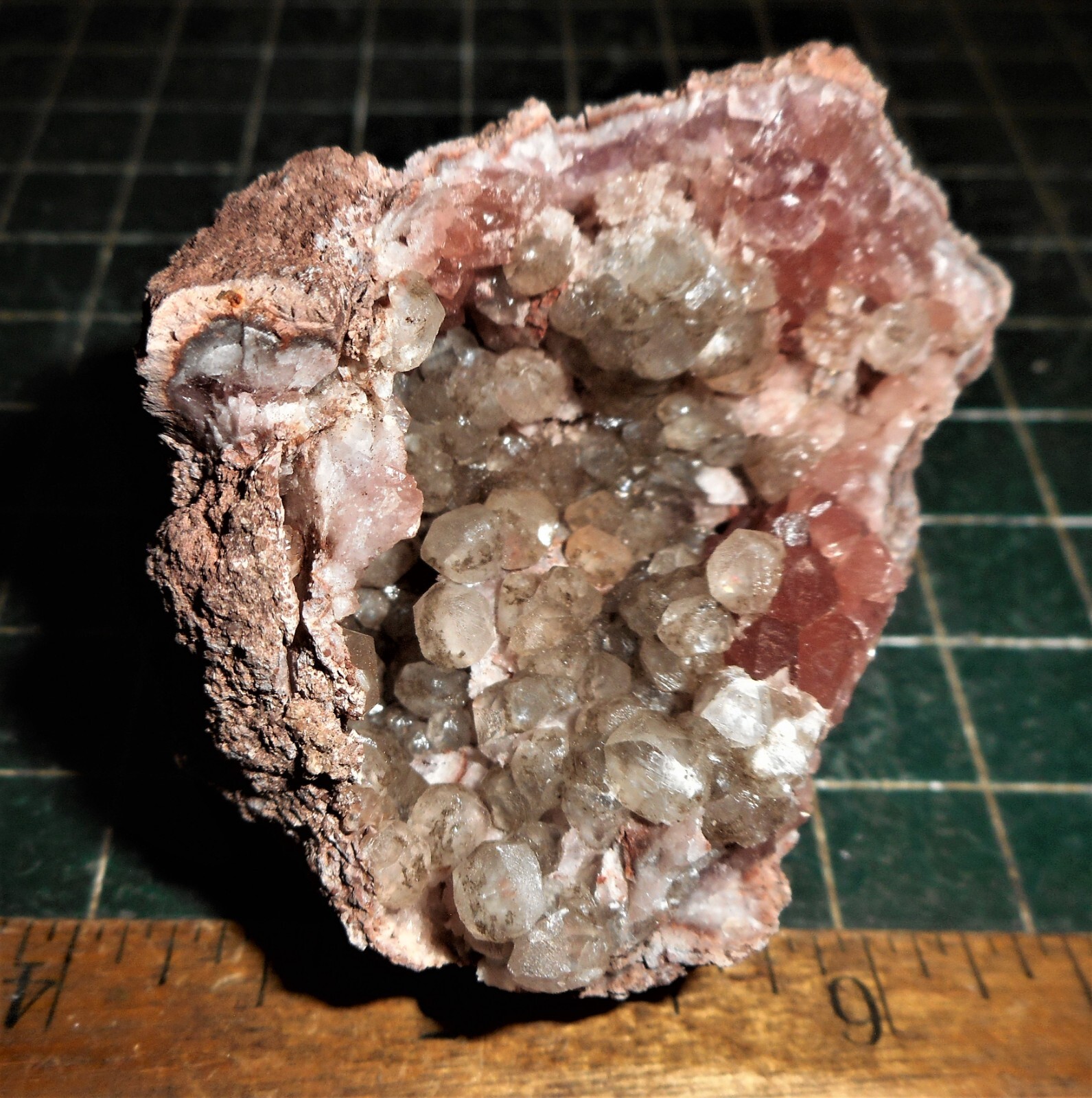Rare Yellow & Rose Quartz Crystal Cluster Geode. Pink Stone Specimen Brazil RQ57