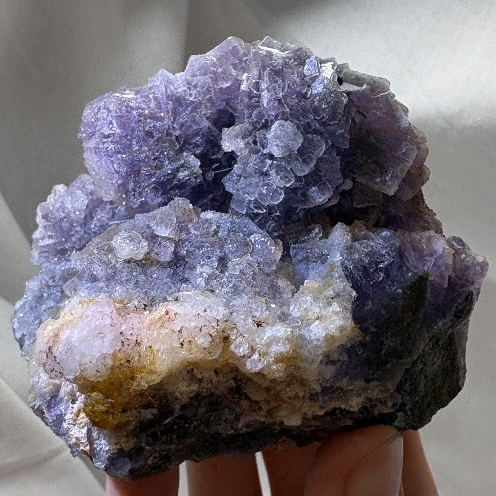 Large Rare Dual Color Fluorescent Natural Fluorite Double Sided Mineral Specimen