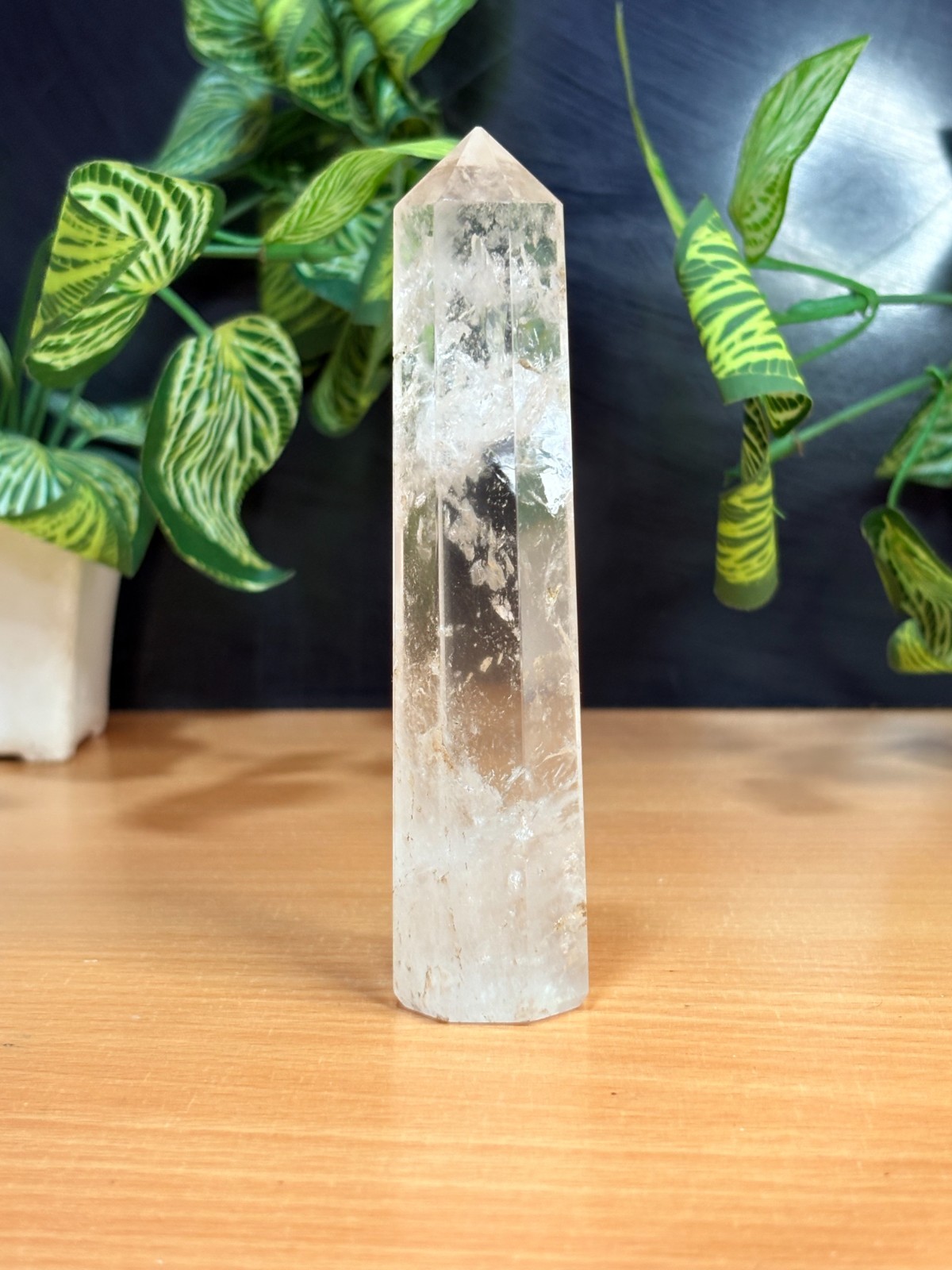 Clear Crystal Quartz Point 120MM Lemurian Tower, Satyaloka Azezutlite