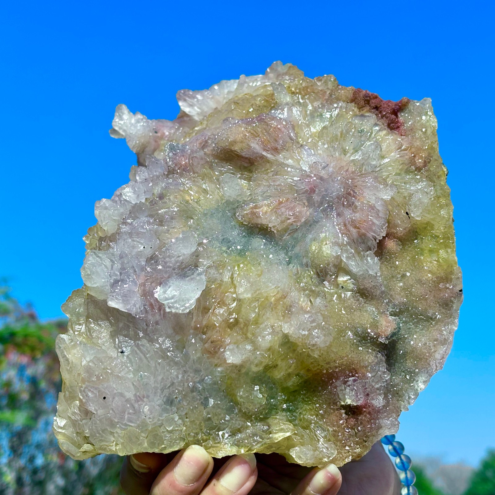 2.08LB Rare Natural Transparent Sunflower Fluorite Mineral Crystal Sample/China