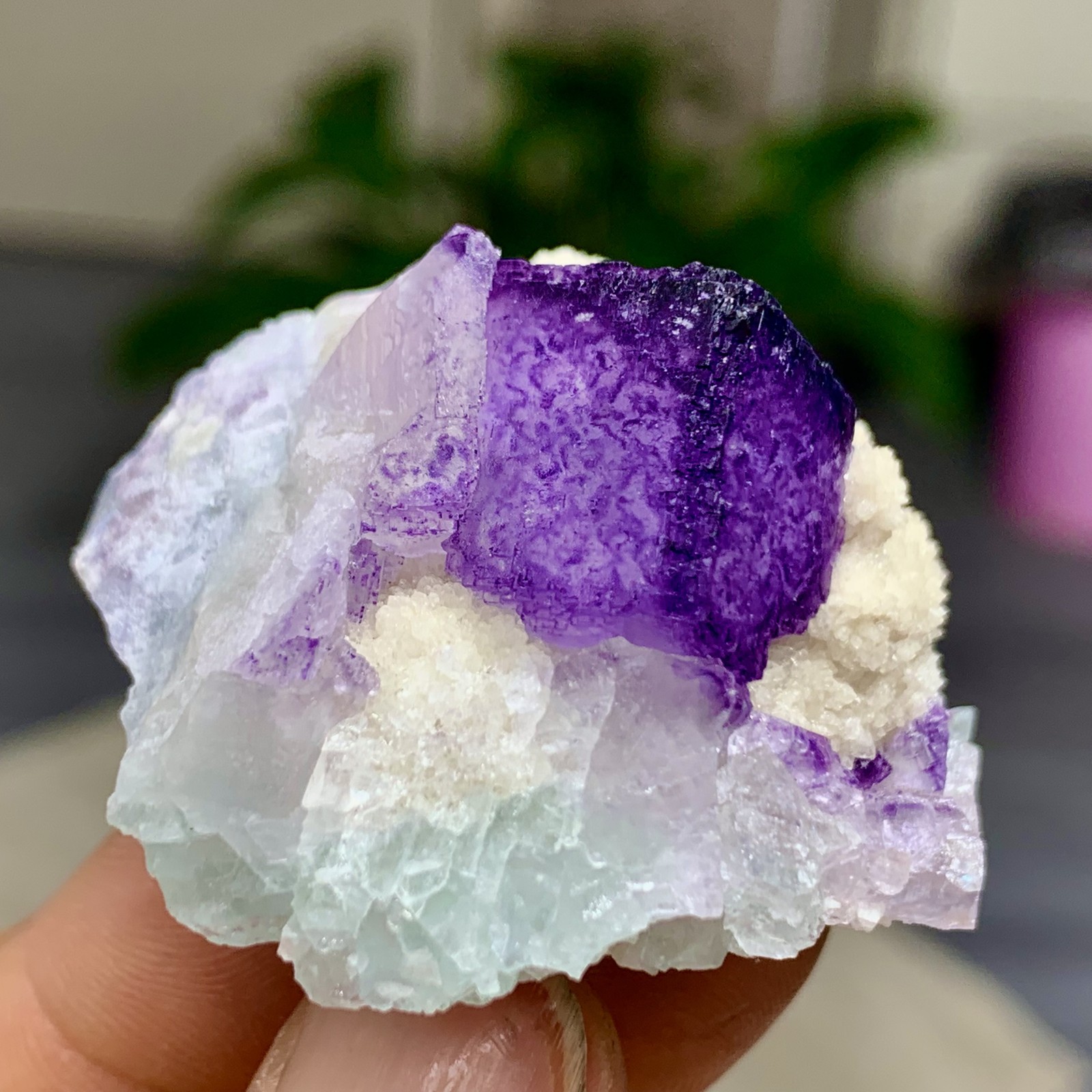 38G Natural Purple “QR Code”Fluorite Cluster Crystal Mineral Specimen/Guizhou