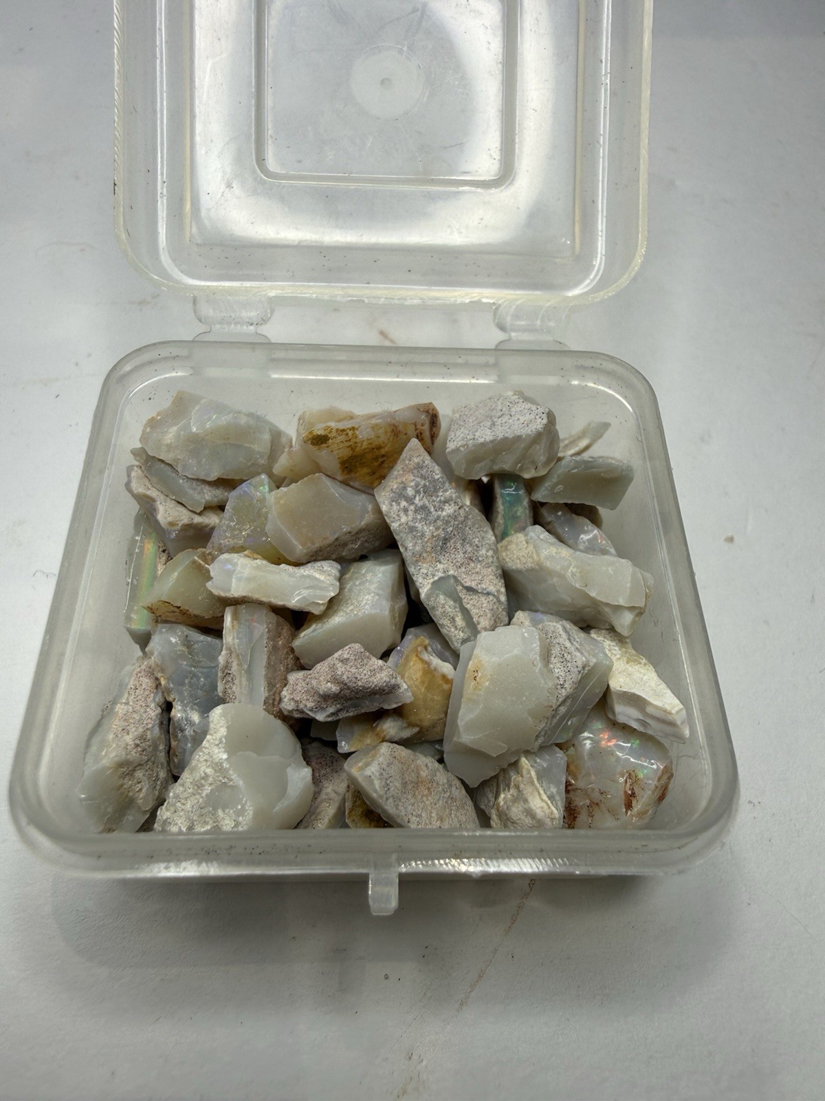 Lot Of Natural Australian Opals Multicolor Flash 26g Total With Plastic Case