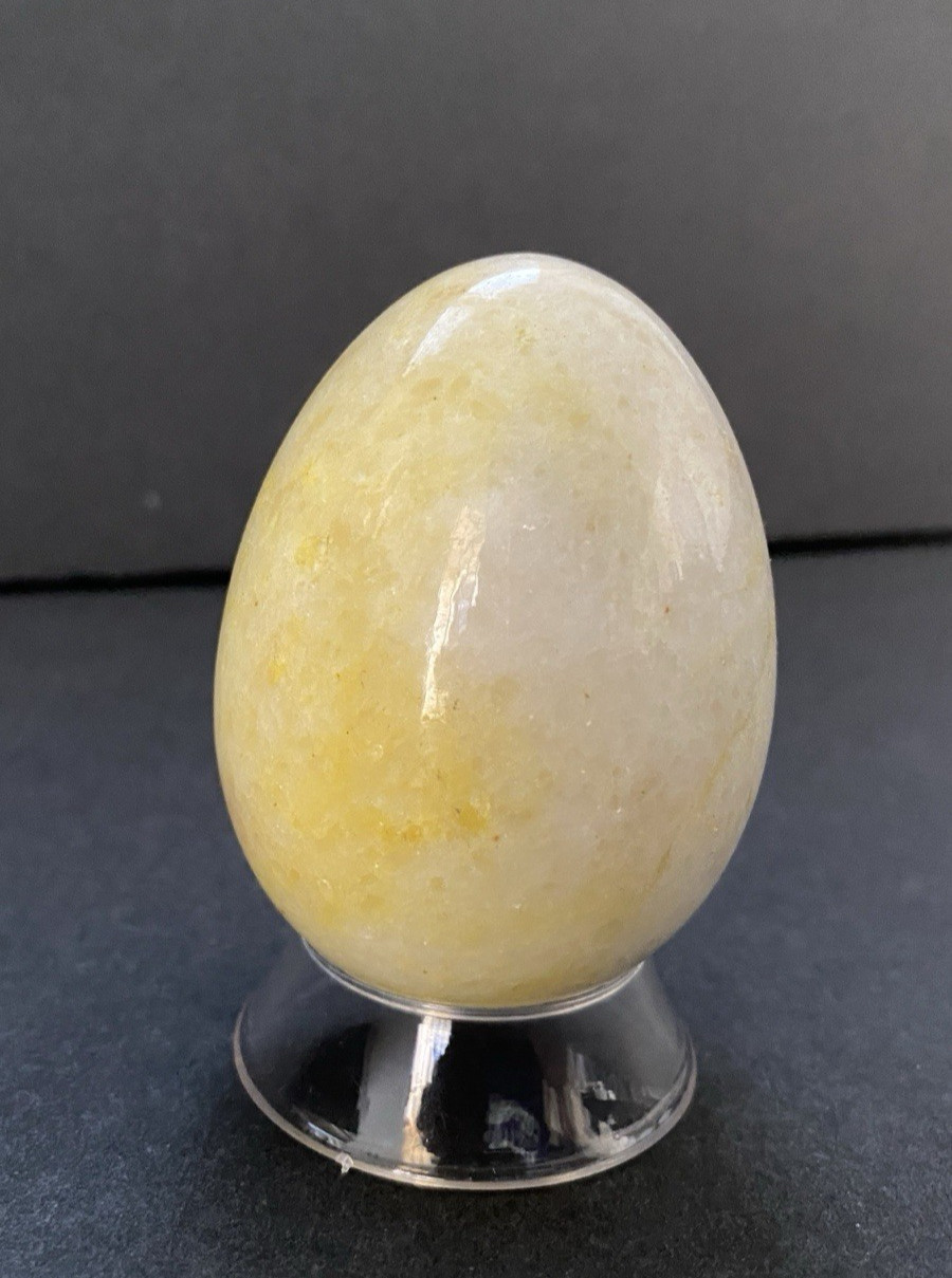 Natural Onyx Stone Egg With Stand Hand Polished Banded Agate Calcite Crystal