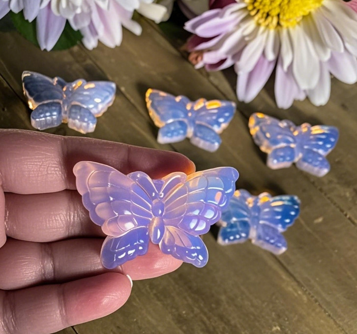 1pc Opalite Butterfly Crystal Carved Home Decor Healing Energy Housewarming Gift