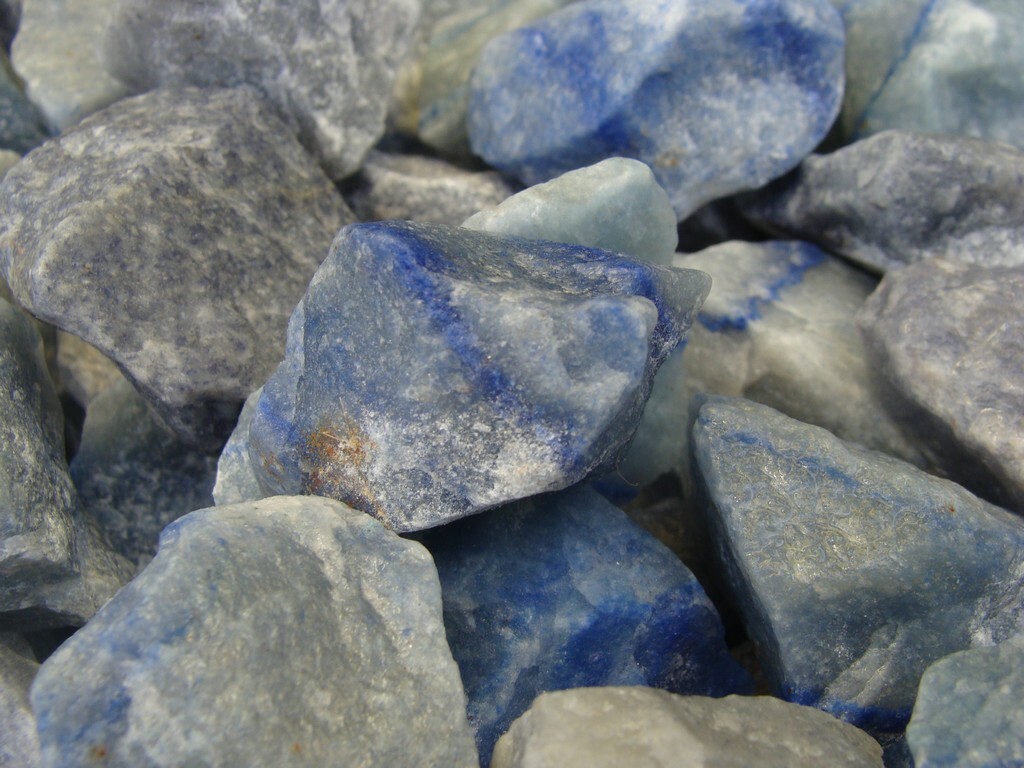 Blue Quartz Rough – Very High Quality – 3000 Carats + a FREE faceted Gemstone