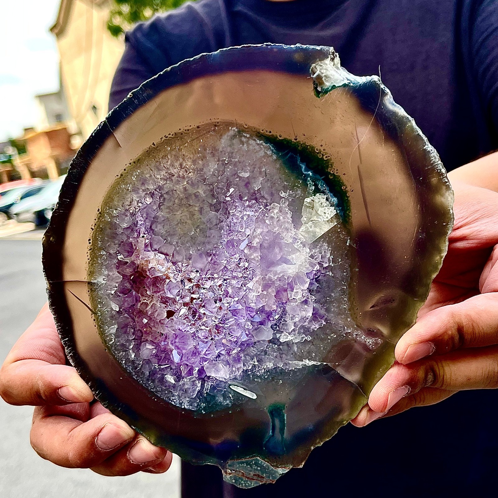 1.08LB Natural Amethyst Agate Crystal Hand cut Piece Specimen Healing