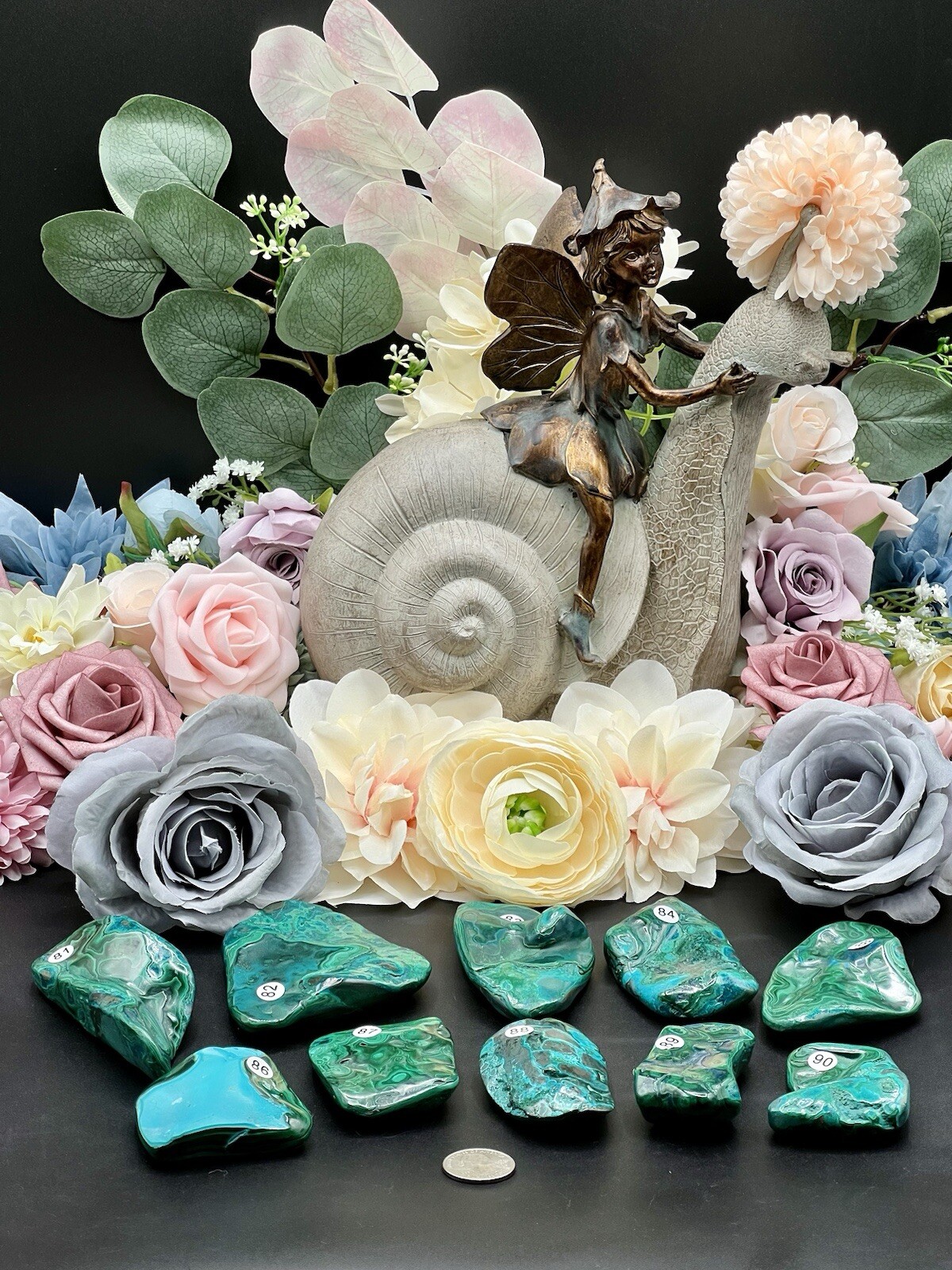 Natural “Malacolla” Malachite & Chrysocolla Freeforms L@@K Free ship & Gift
