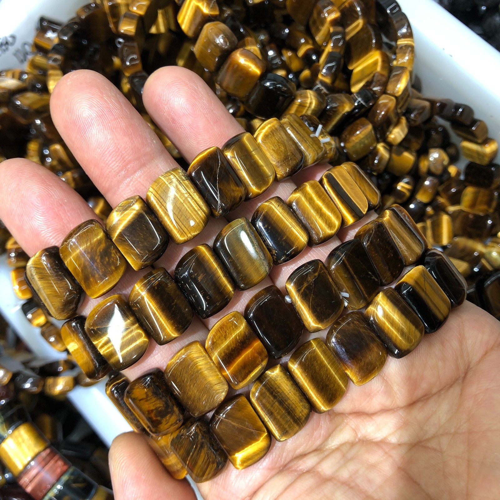 1Pcs Natural Tiger’s Eye Stone Bracelet Brown Gemstone Stretch Bracelet Handmade