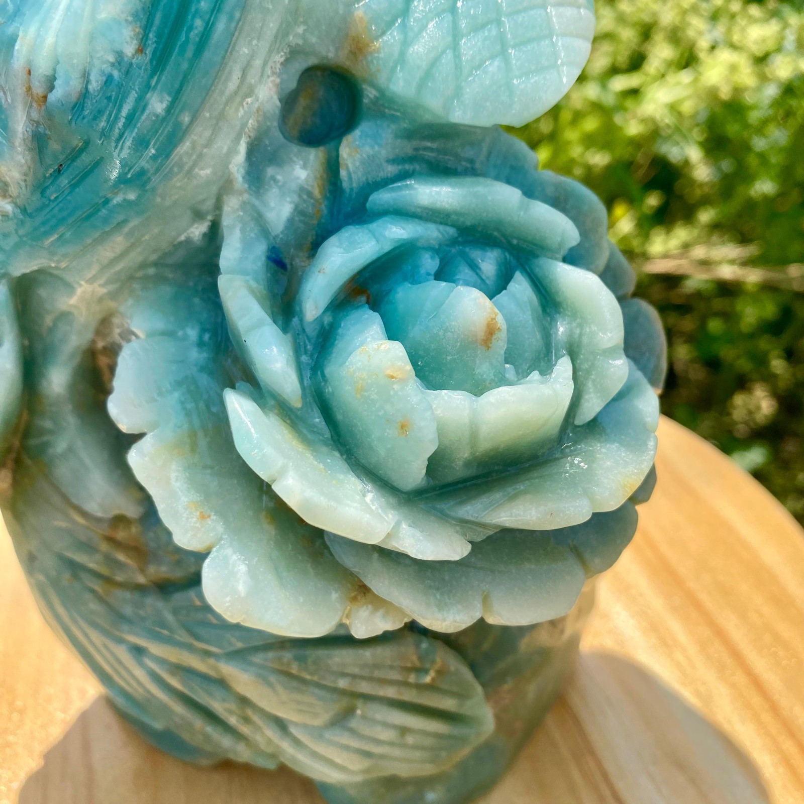 6.17LB Natural Blue Vein Stone Phoenix Carving, Home Decoration