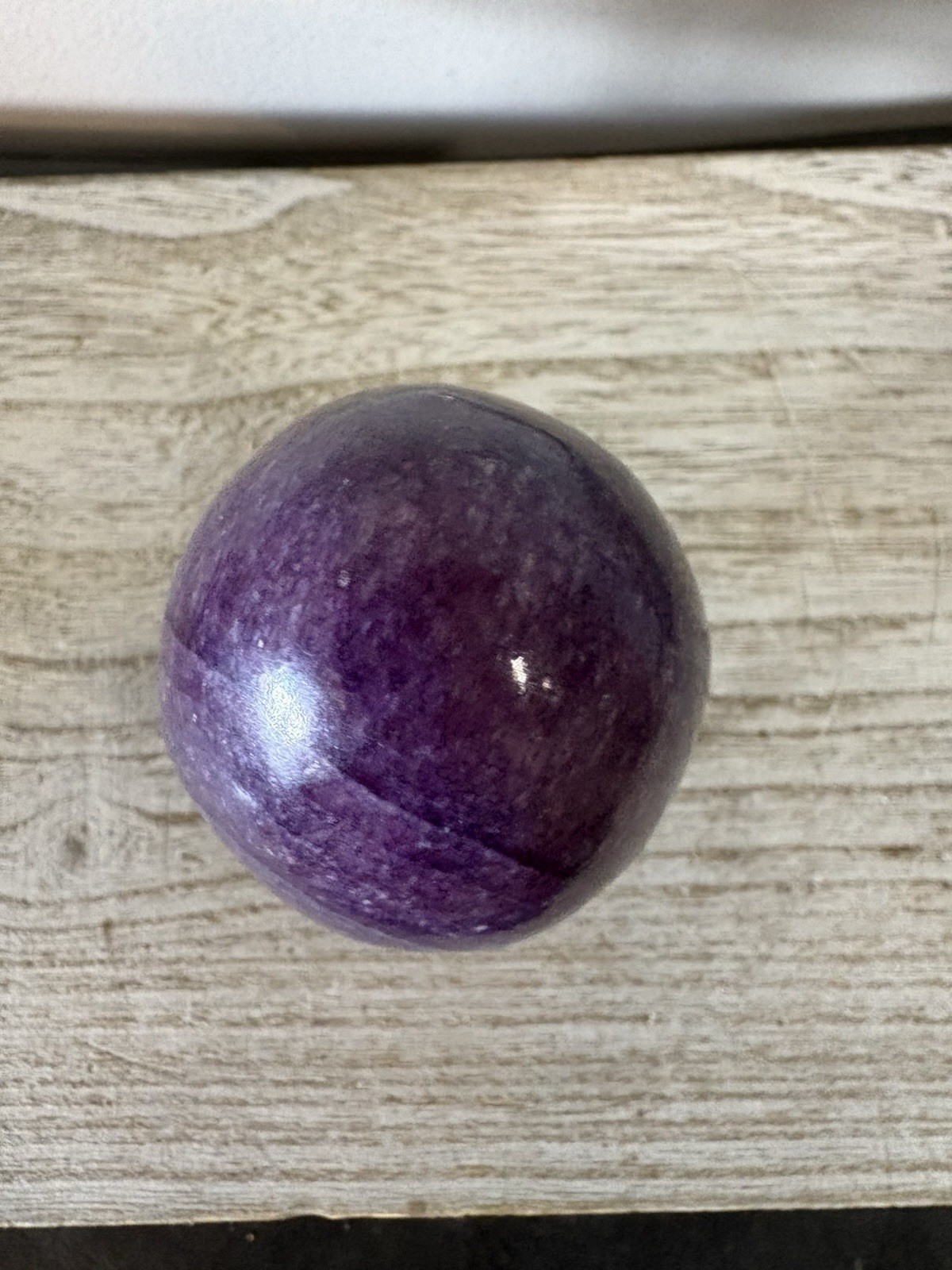 Vtg Deep Purple LEPIDOLITE Lavender Mica Polished Stone Egg Brass Stand