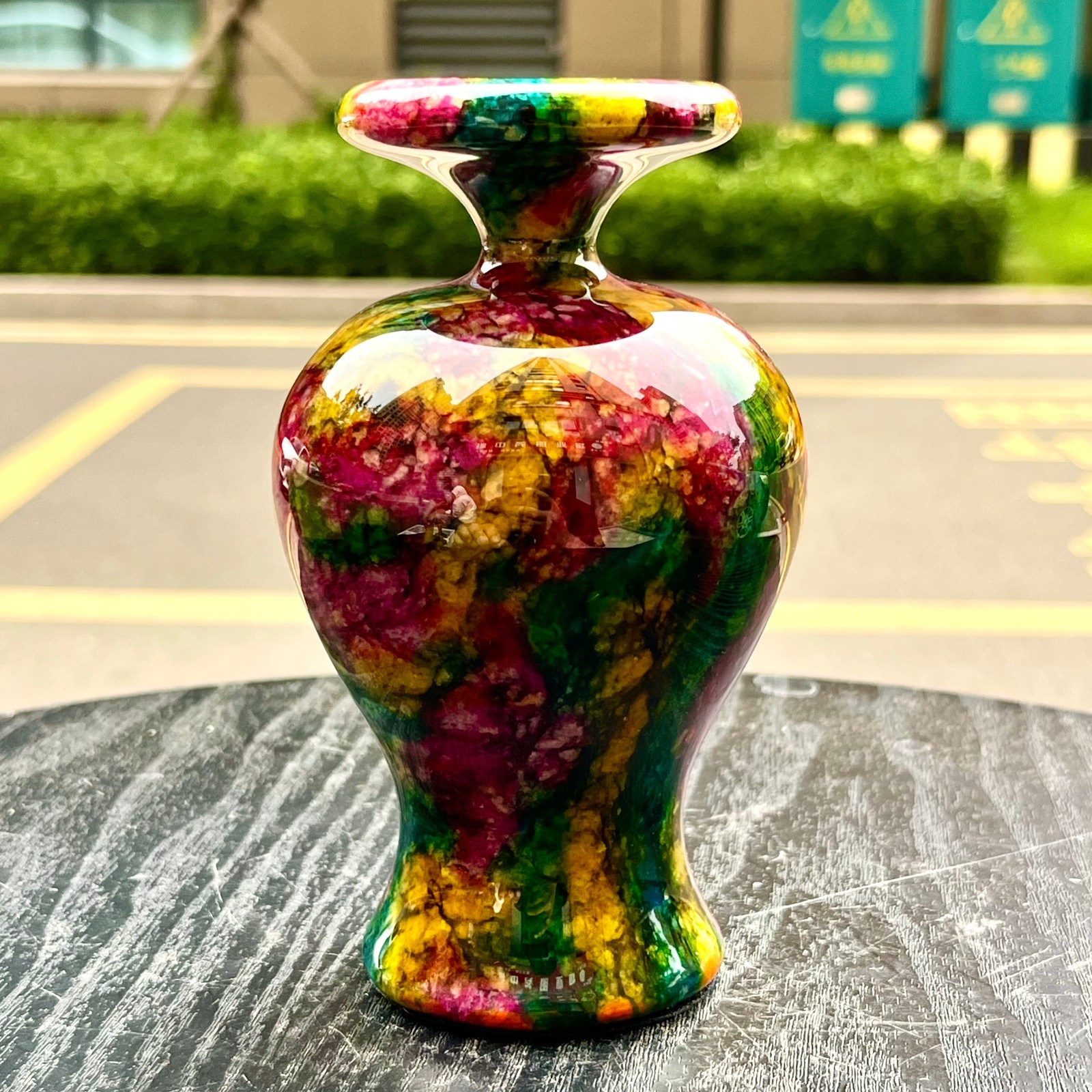 1.98LB Natural “Seven Colors Jade” vase specimen -Taiwan China
