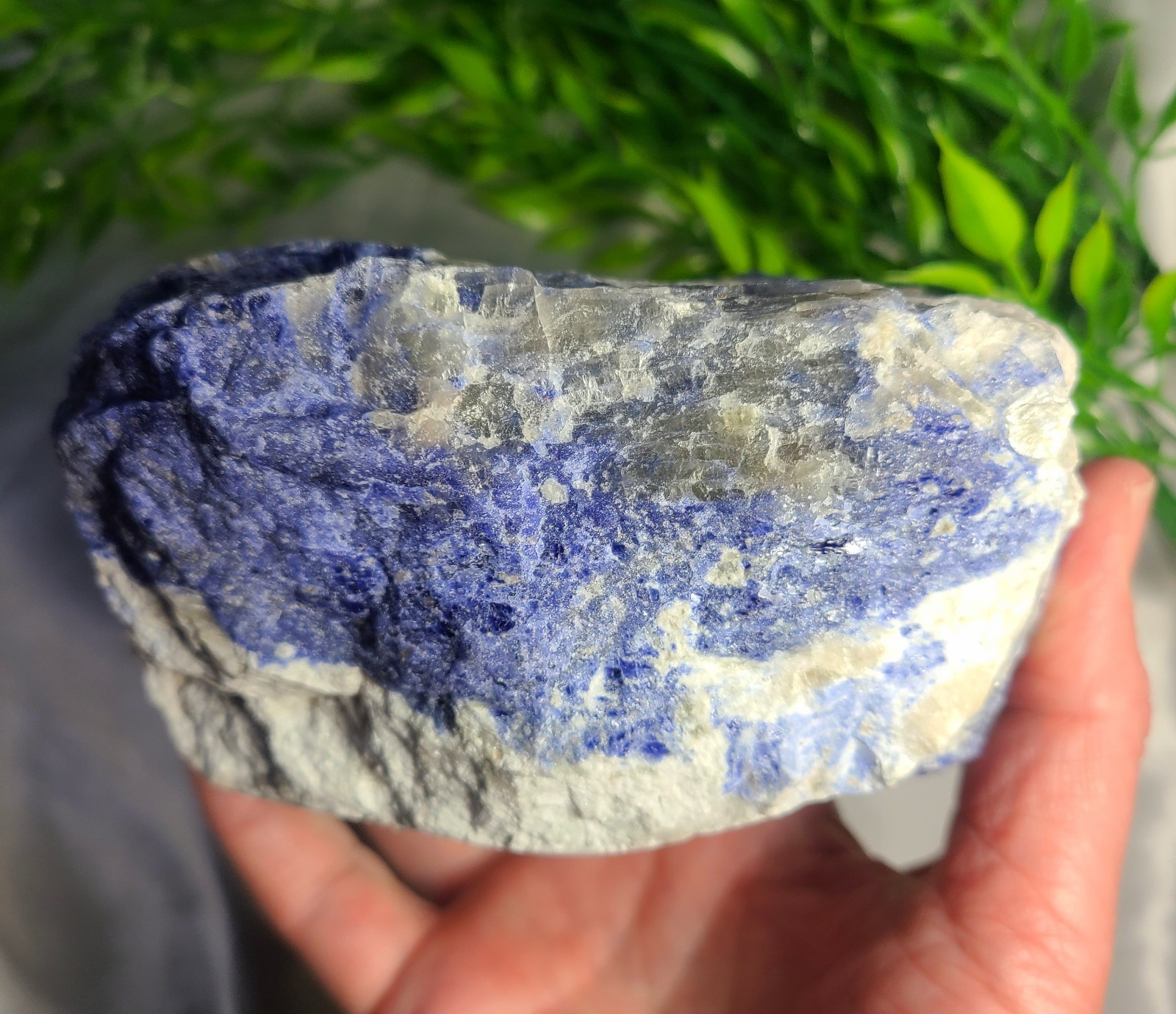 Large Raw 2lb UV Reactive Sodalite Stone Candle or Sphere Holder Tea Light Stand
