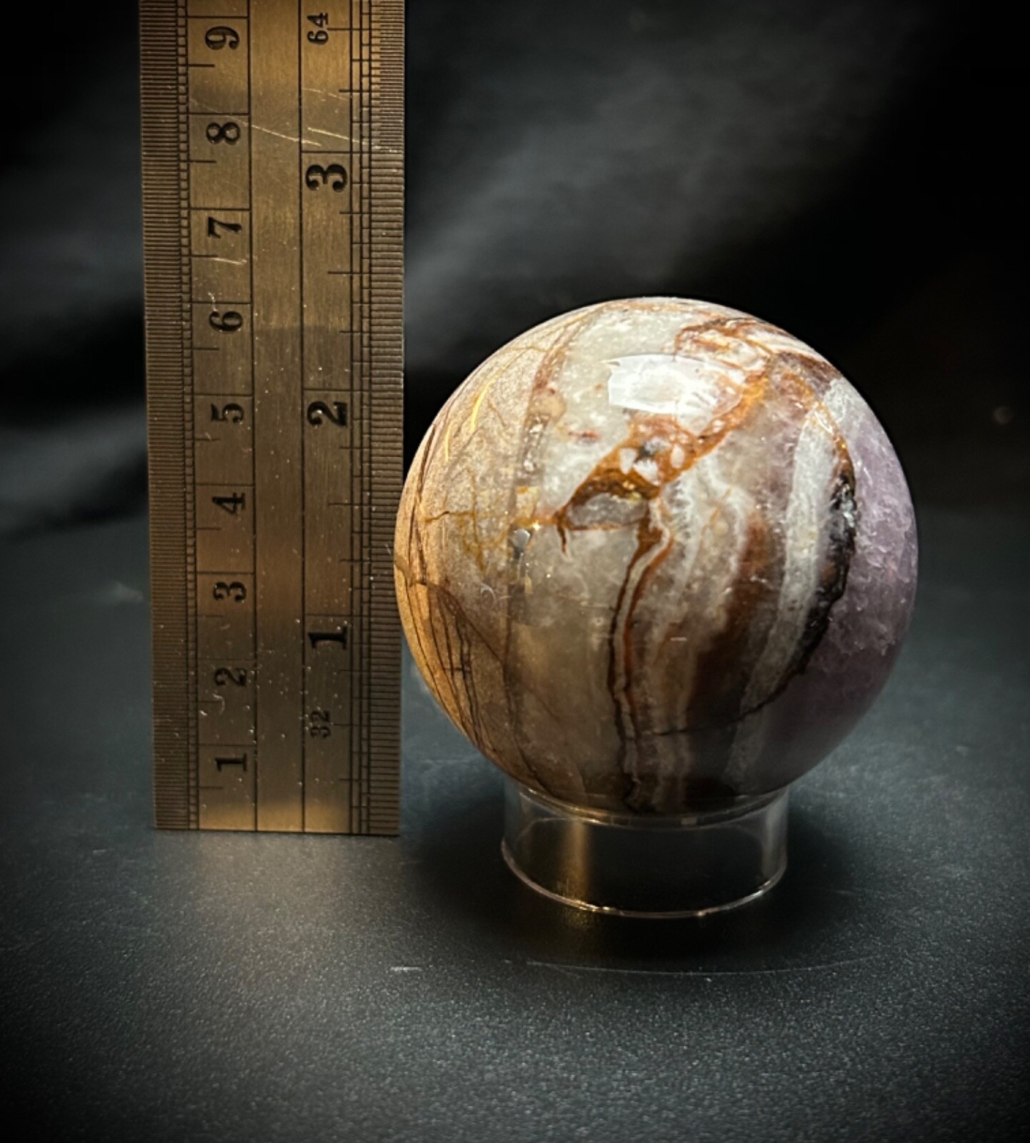 2.1″ Agate And Amethyst Sphere With Acrylic Stand 8.1oz