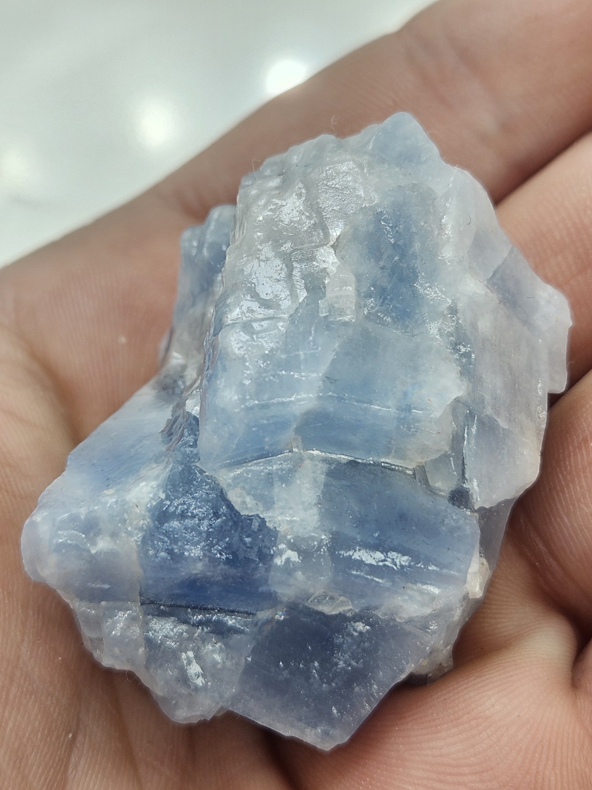 Natural Blue Calcite Raw Stone – Large Unpolished Sky Blue Crystal Chunk