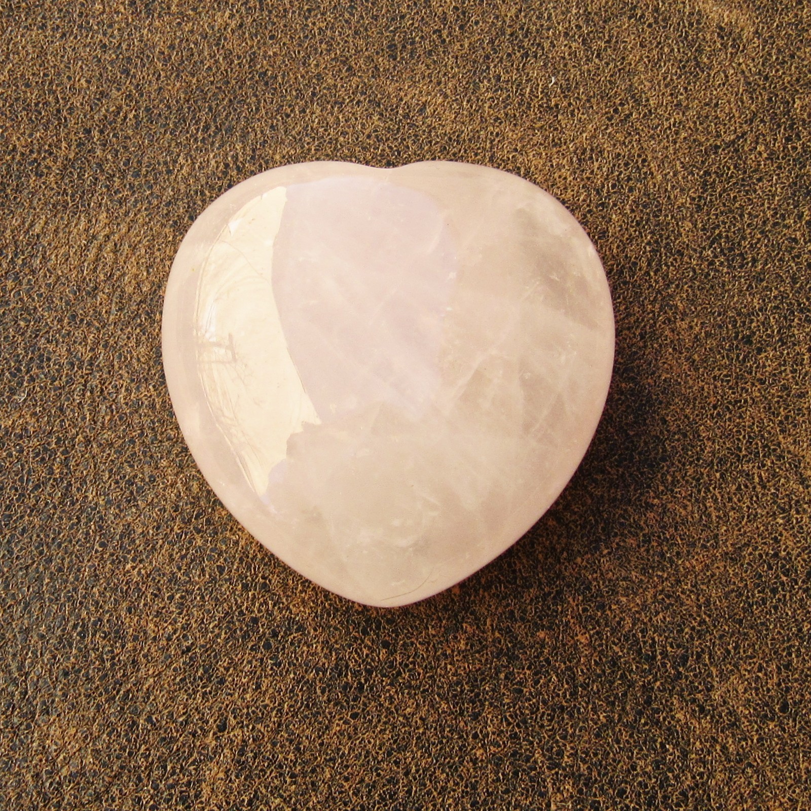 40mm Thick Natural Rose Quartz Stone Heart Palm Stone, No Holes, Light Pink
