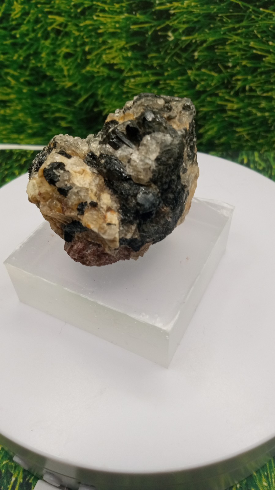 Namibia Tourmaline Sparkly on Cherry Wood Stand ~
