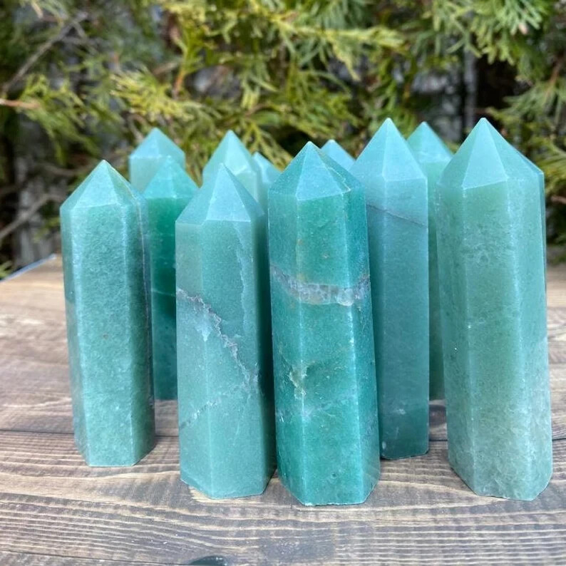 Natural Green Aventurine Tower Point Meditation Obelisk Healing Crystal Mineral