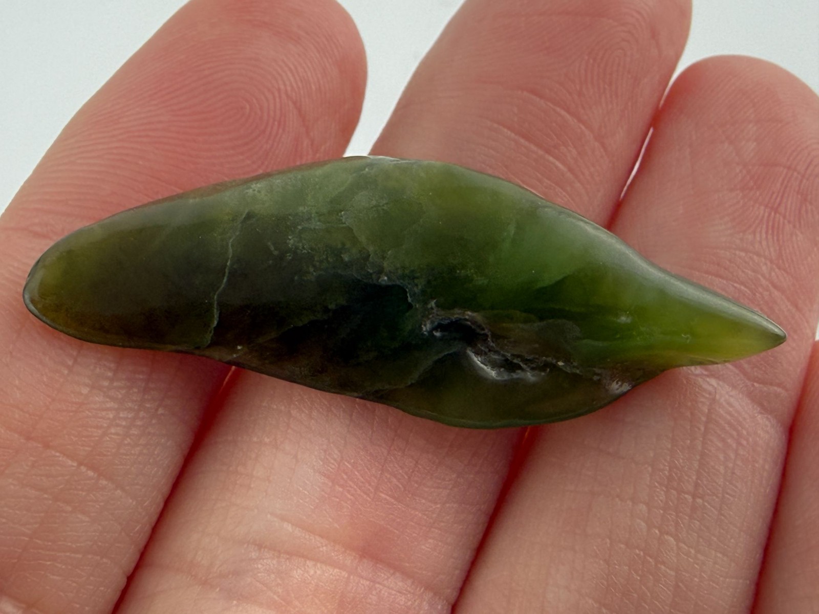 Polished Freeform African Jade Piece Specimen 4.6g Weight 1 5/8 Inch Max Length