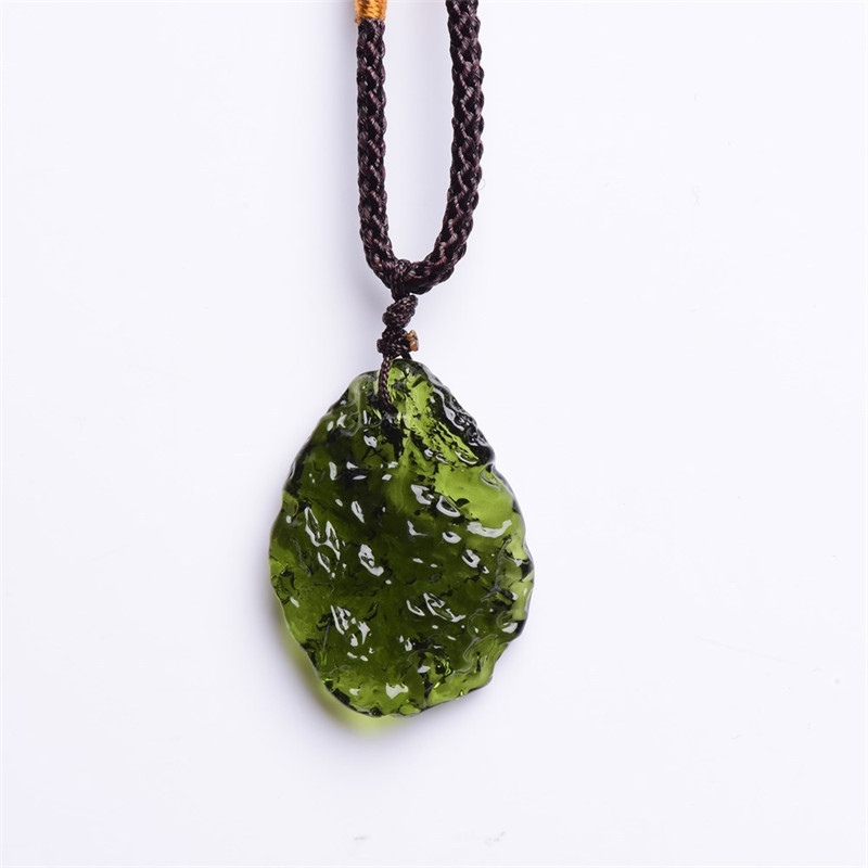 Natural Crystal Gem Moldavite Meteorite Glass Necklace Pendant Stone Green Xmas