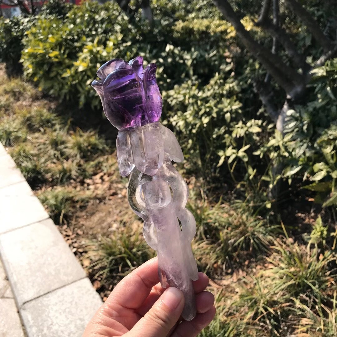 1pc Natural Amethyst Quartz Rose Flower Skull Crystal Reiki Healing Gem Gift
