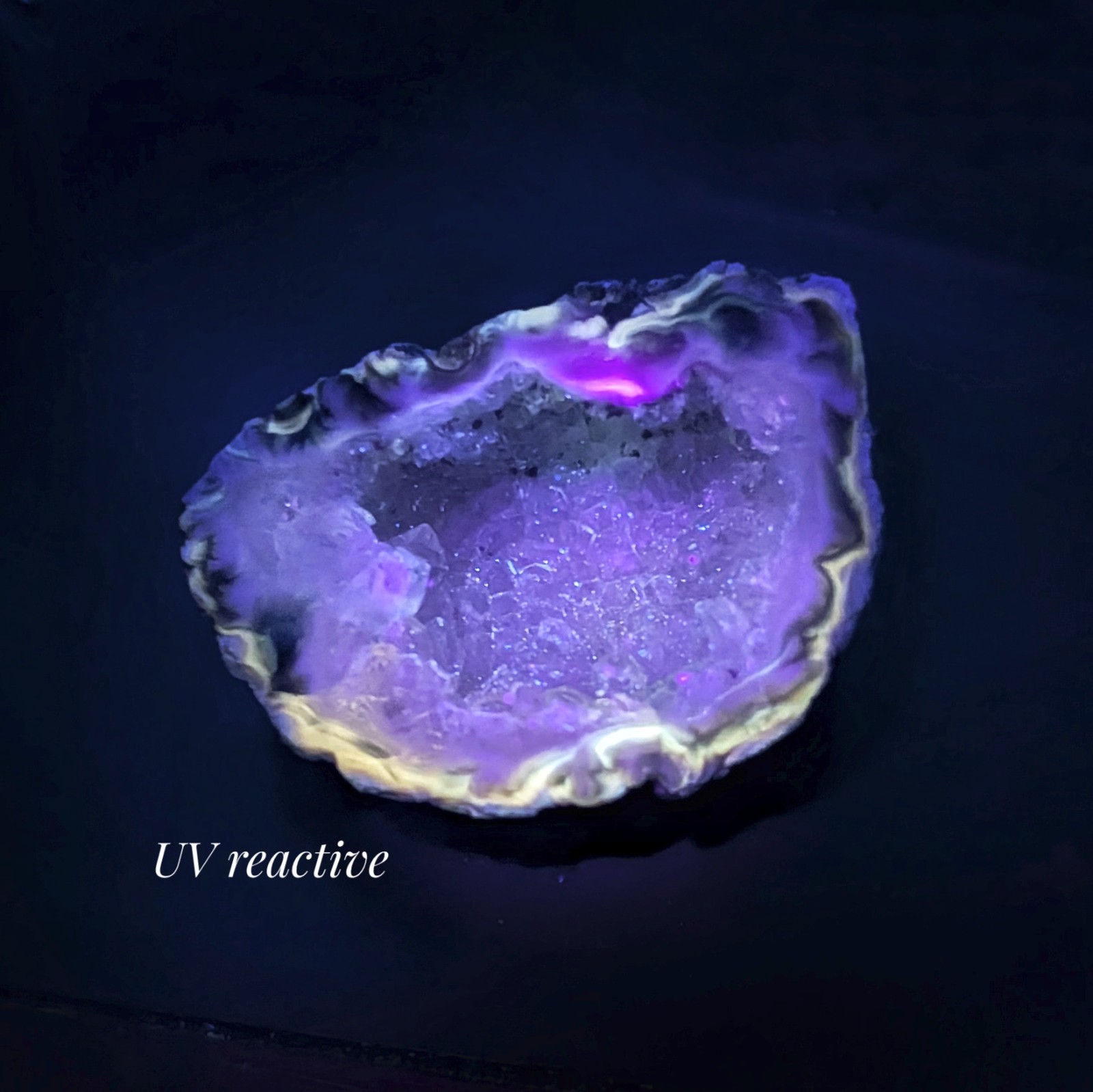 2″ oco agate geode, self-stands, natural quartz druzy geode half, quartz crystal