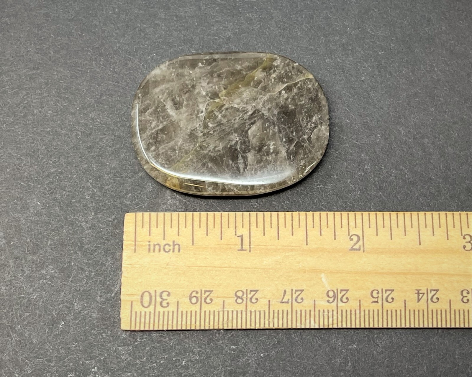 Smoky Quartz Pocket Palm Stone MEDIUM (Smooth Polished Quartz Worry Stone)