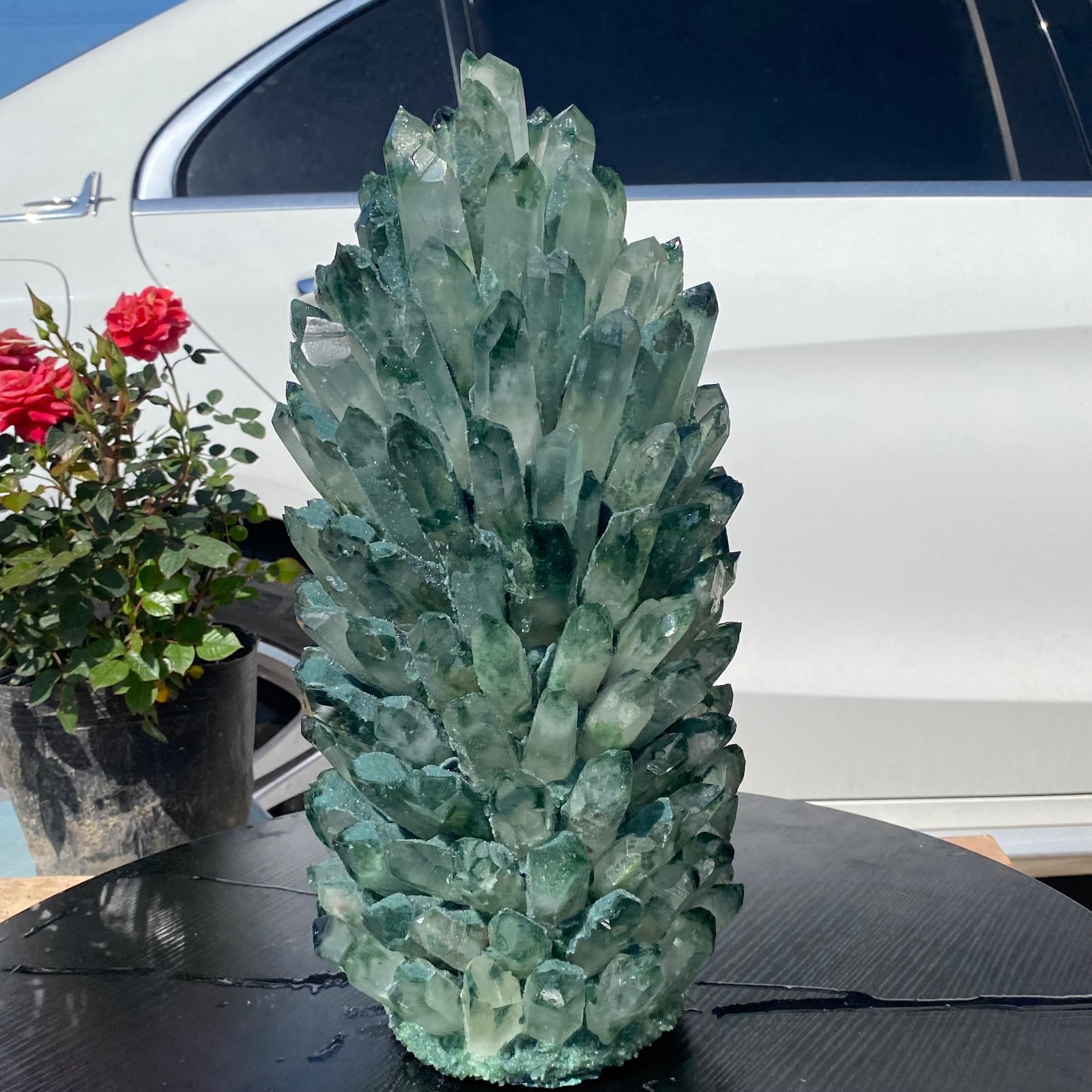 30LB Newly discovered green phantom quartz crystal cluster minerals