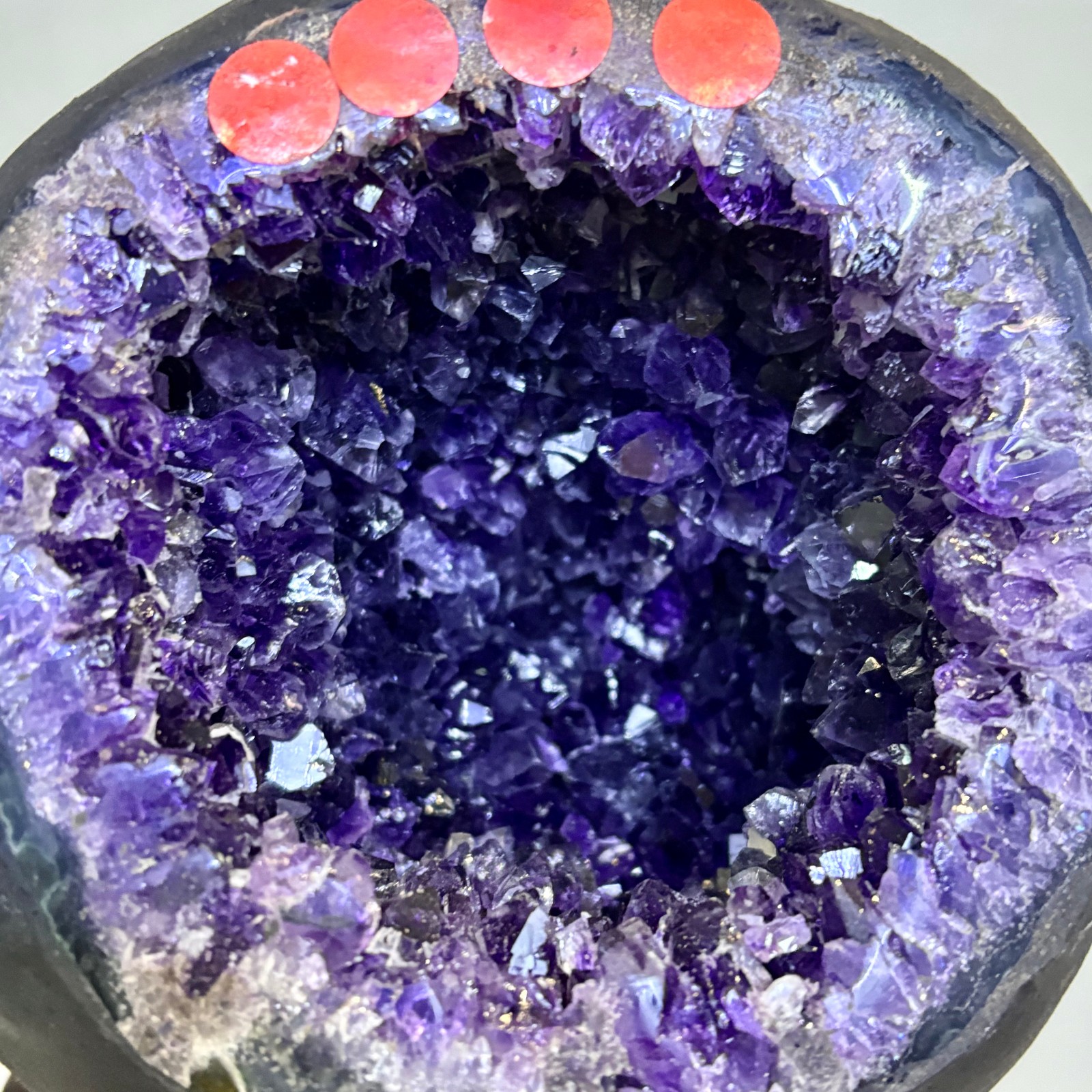 5.4LB Natural uruguay amethyst geode quartz money bag crystal +stand