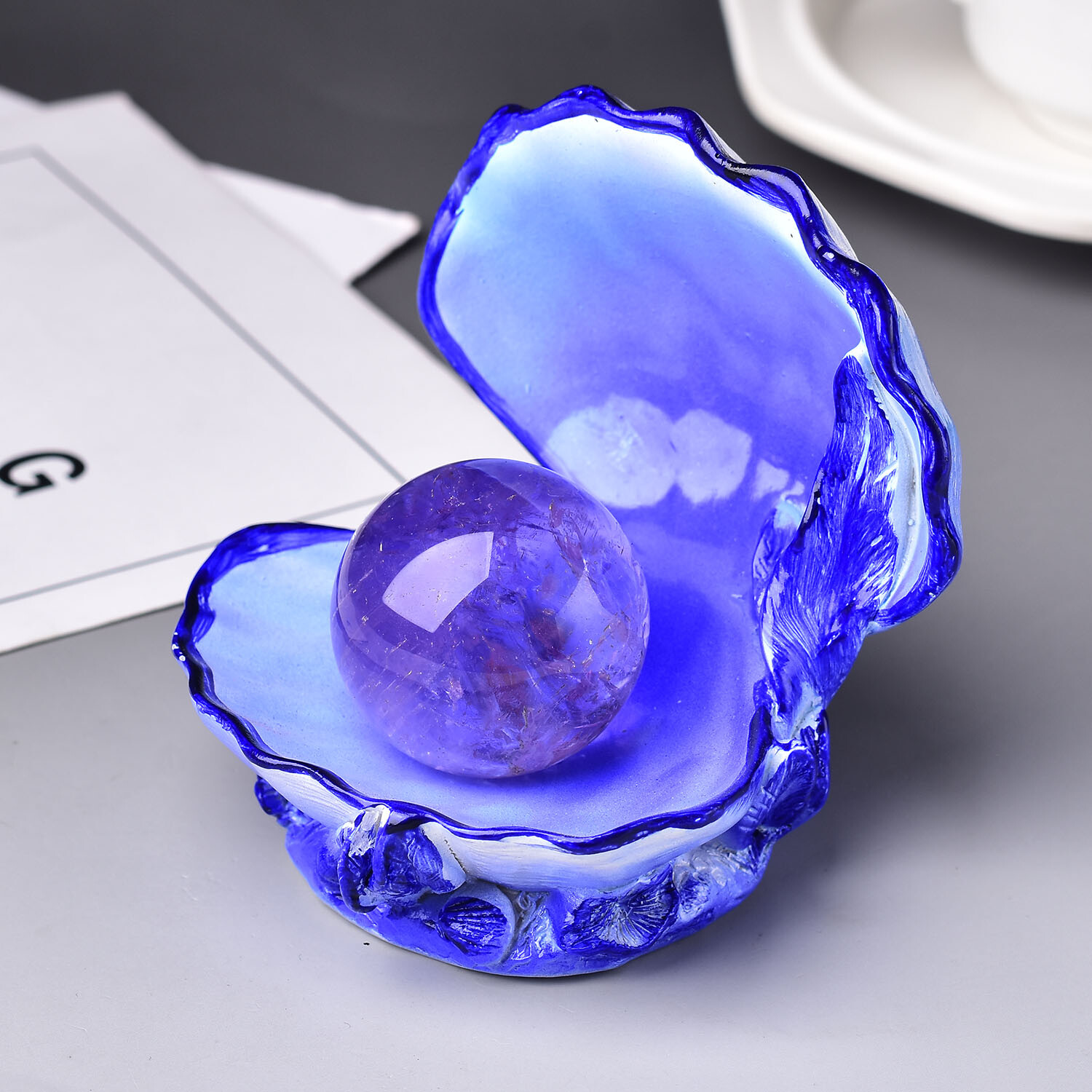 Pearl Shell Crystal Ball Stand Base Resin Home Decor Sphere Holder Multi-color