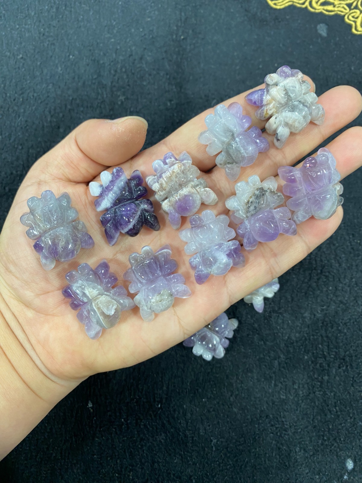 5pcs Natural Dreamy Amethyst Quartz Carved Spider skull Crystal reiki healing