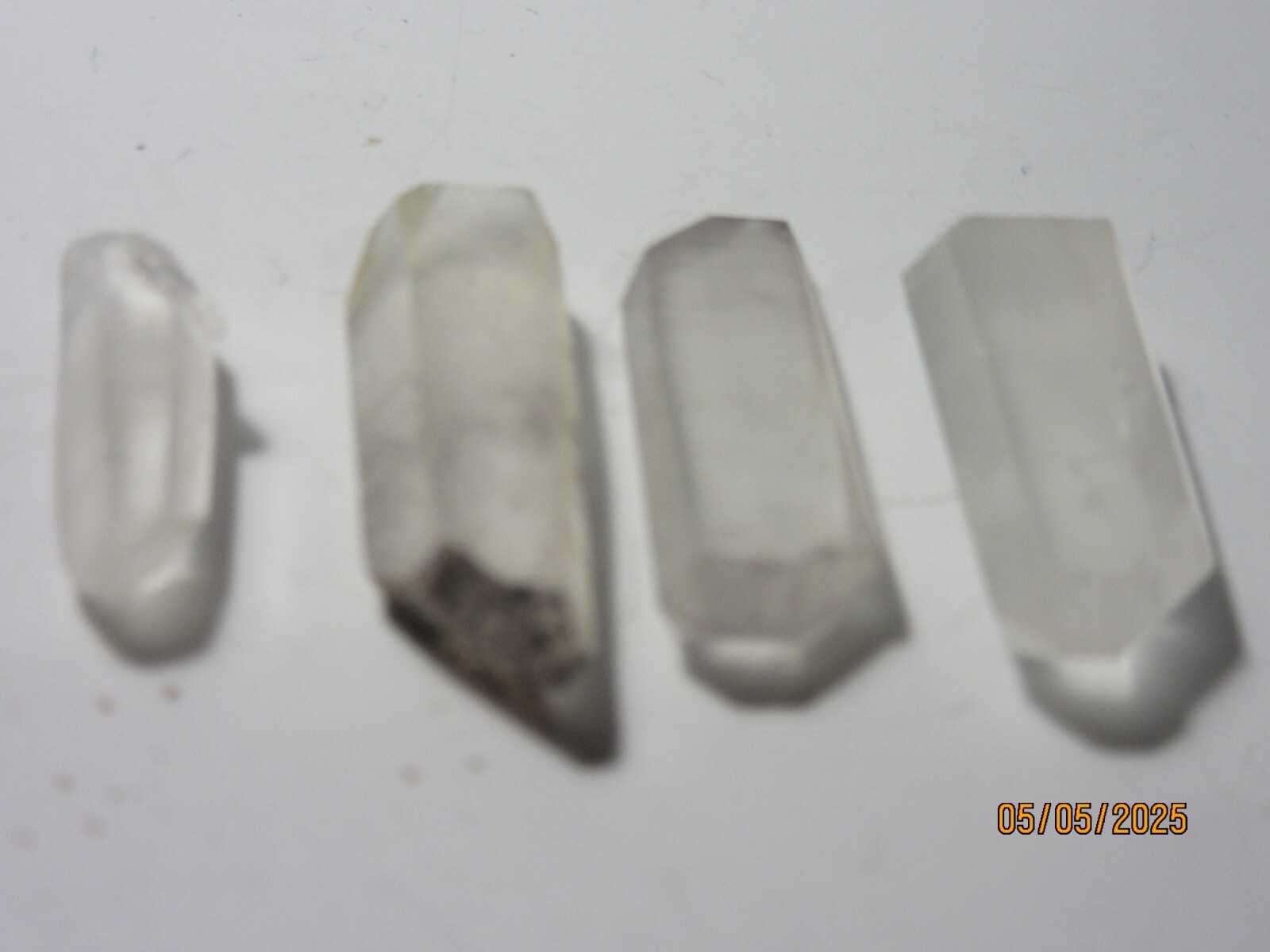 4 Double Terminated Quartz 1 5/8″ Points Brazil Collectible FDTQPB-4s