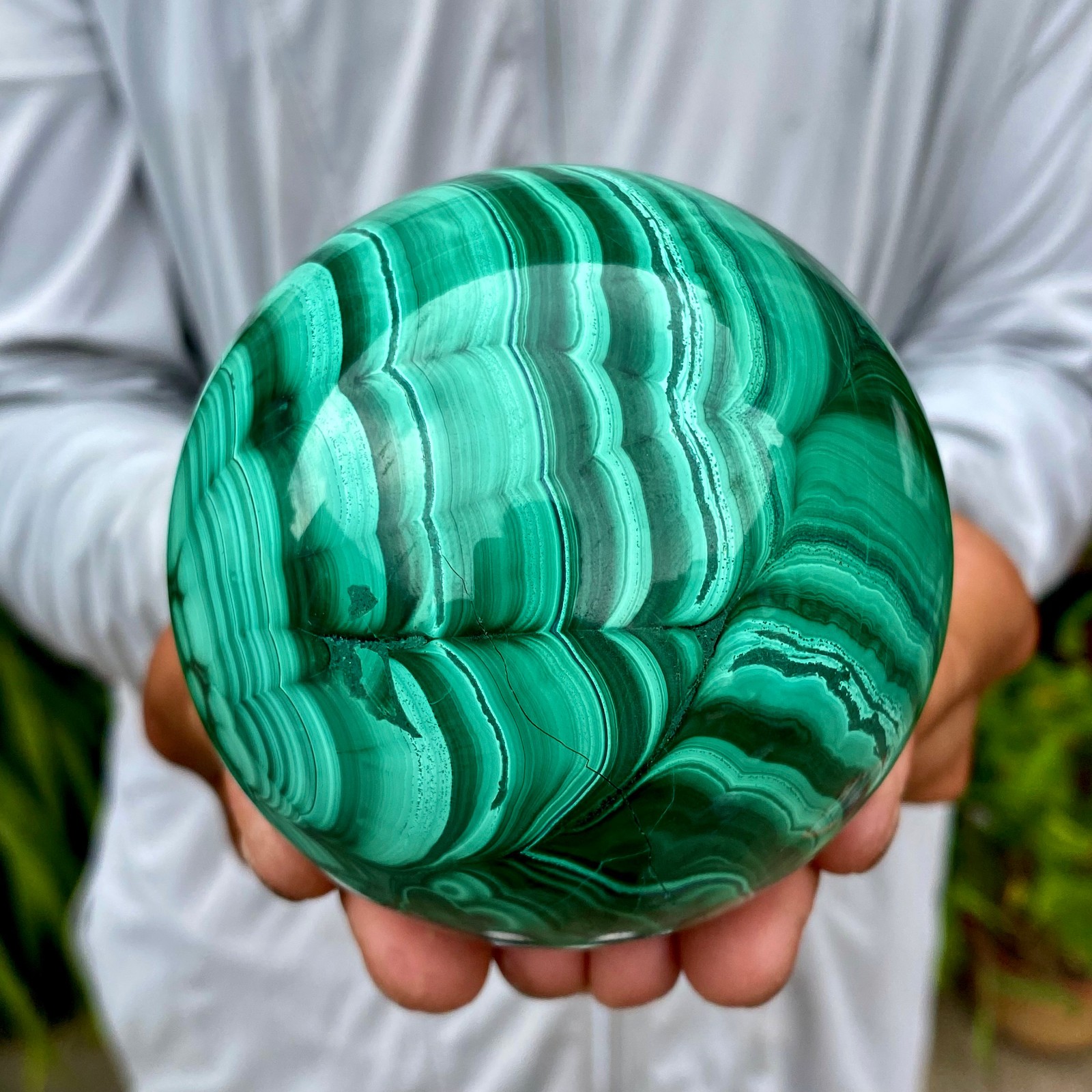 2.51LB Rare Natural Malachite quartz hand Carved sphere Crystal Healing Gem ball