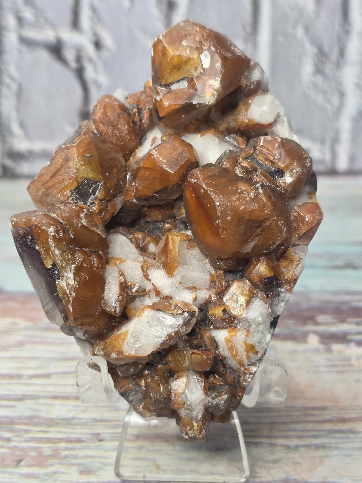Natural Chocolate Calcite Crystal Cluster on Quartz Ojuela Mine Mexico 198.36g