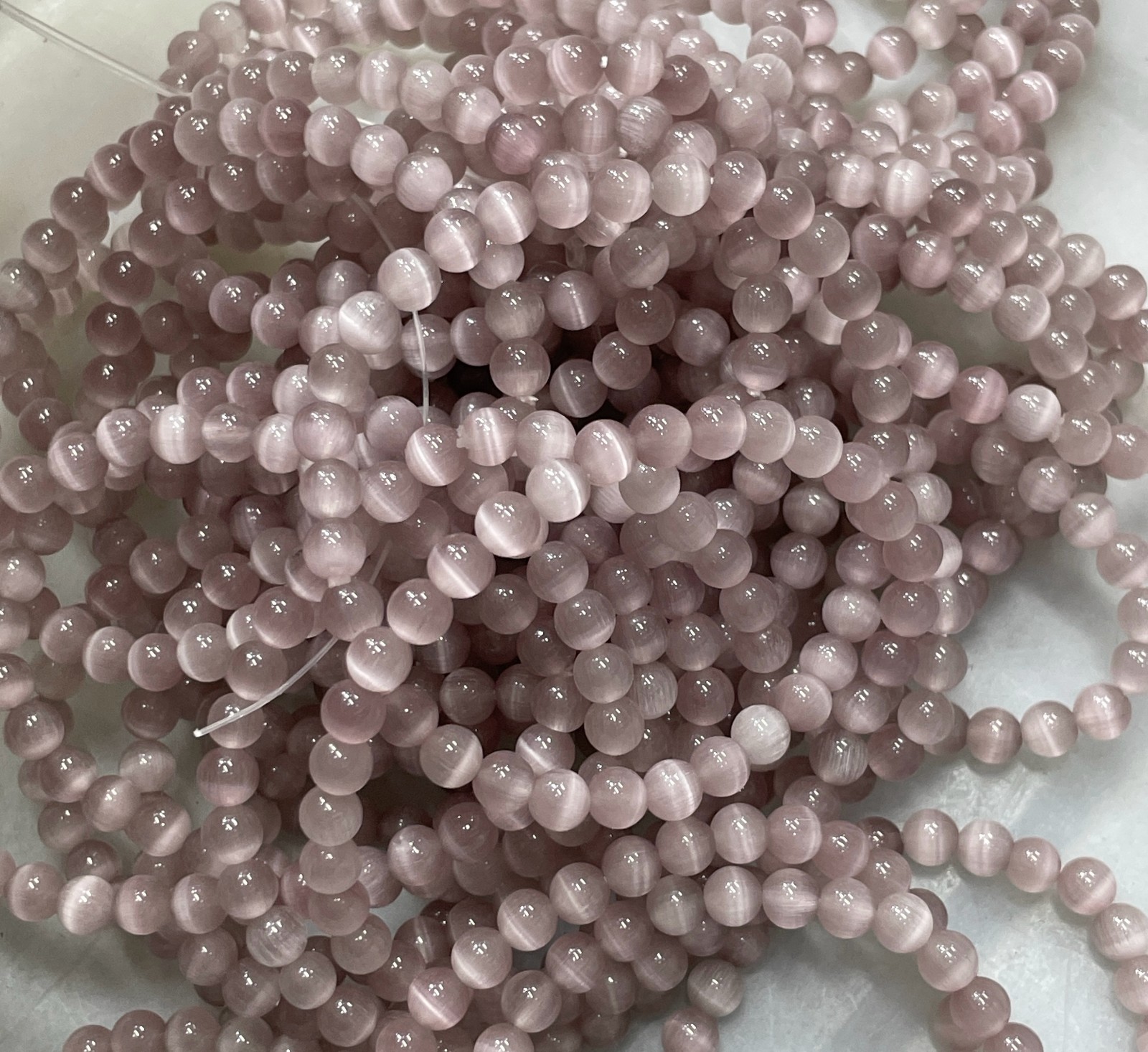 10pcs Glass Cat Eye Beads Round Beads 6mm Bracelet decor 7.5″