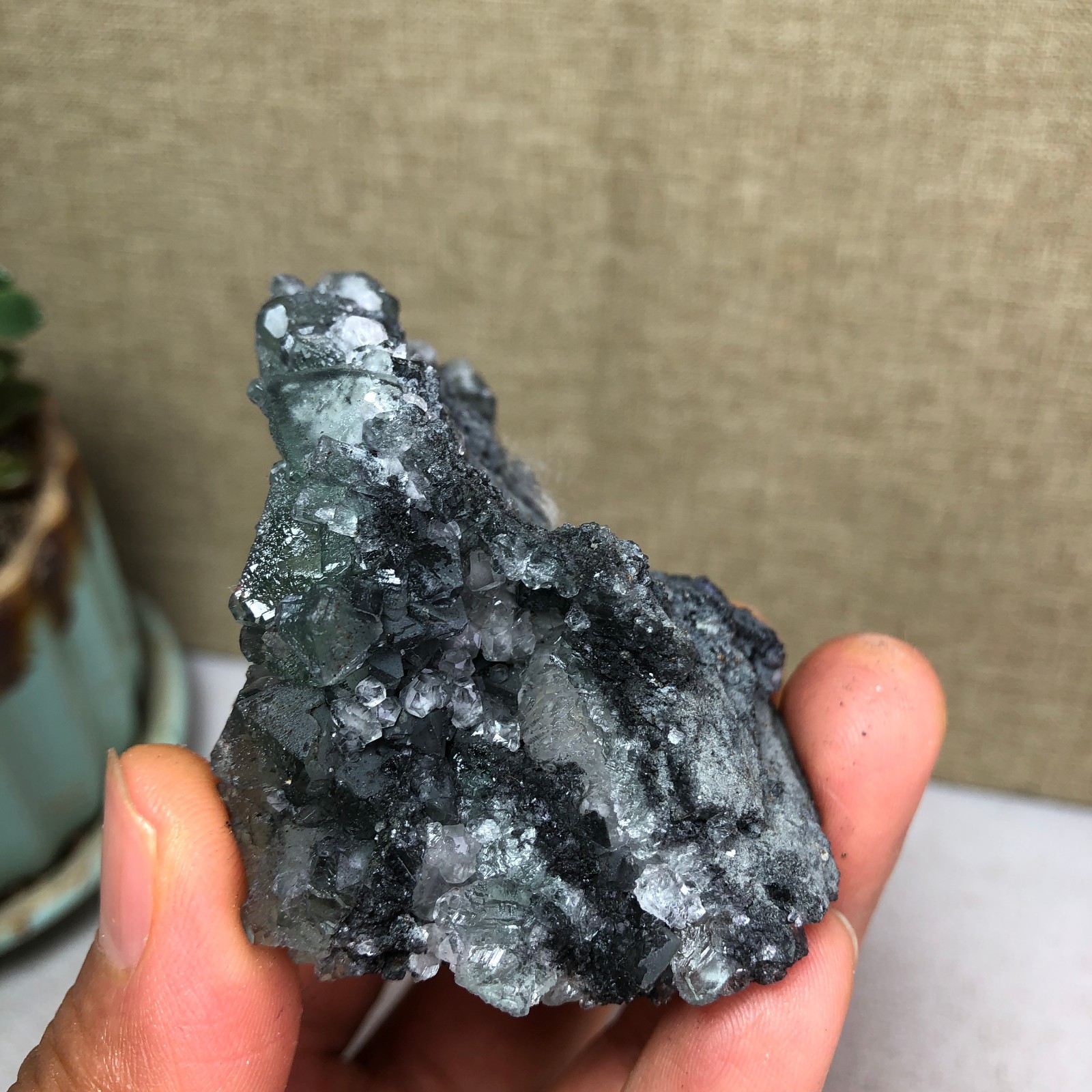 105g NATURAL Green Cubic FLUORITE Crystal Cluster Mineral Specimen A4731