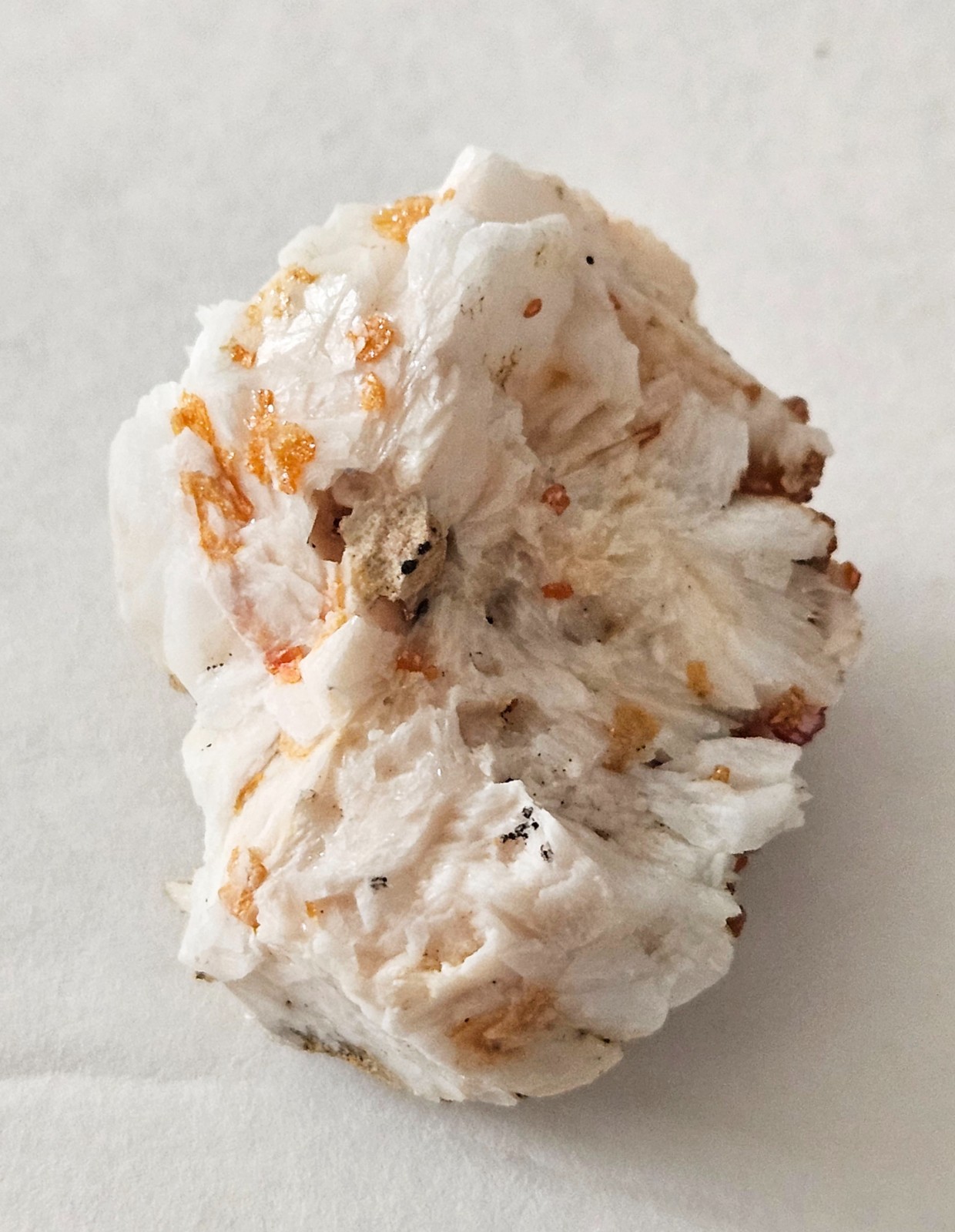 Red and Brown Vanadinite Crystals on white Barite – Mibladen, Morocco
