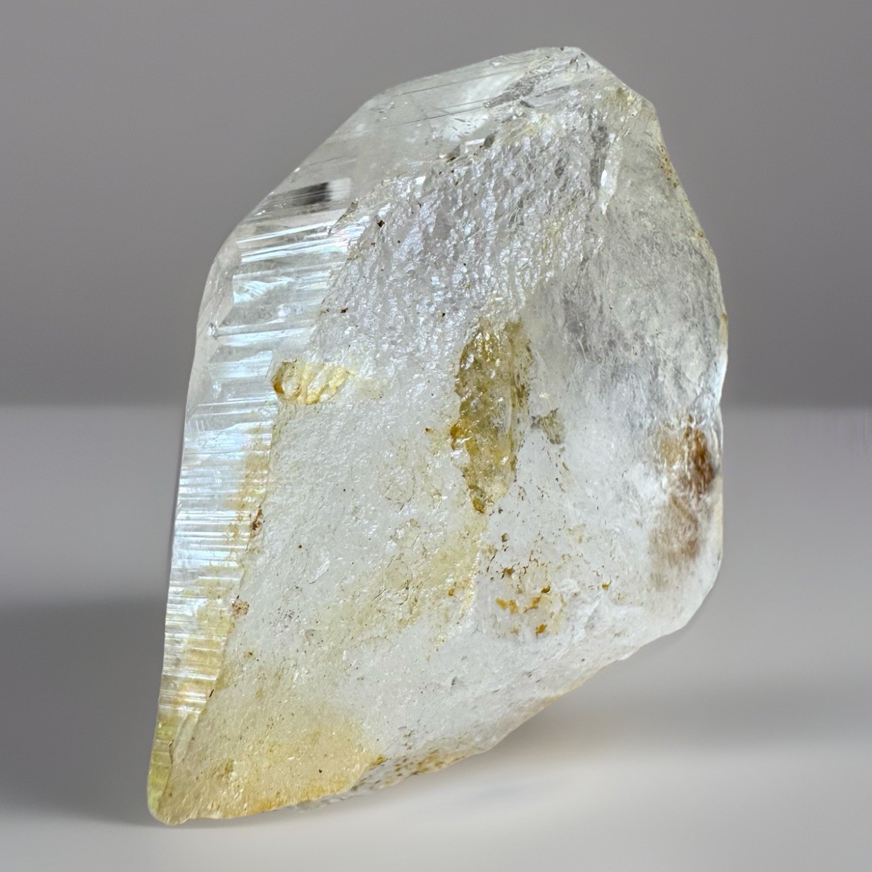 “Golden Archive Tablet” Ganesh Himalayan Flat Top Curved Lemurian Quartz Crystal