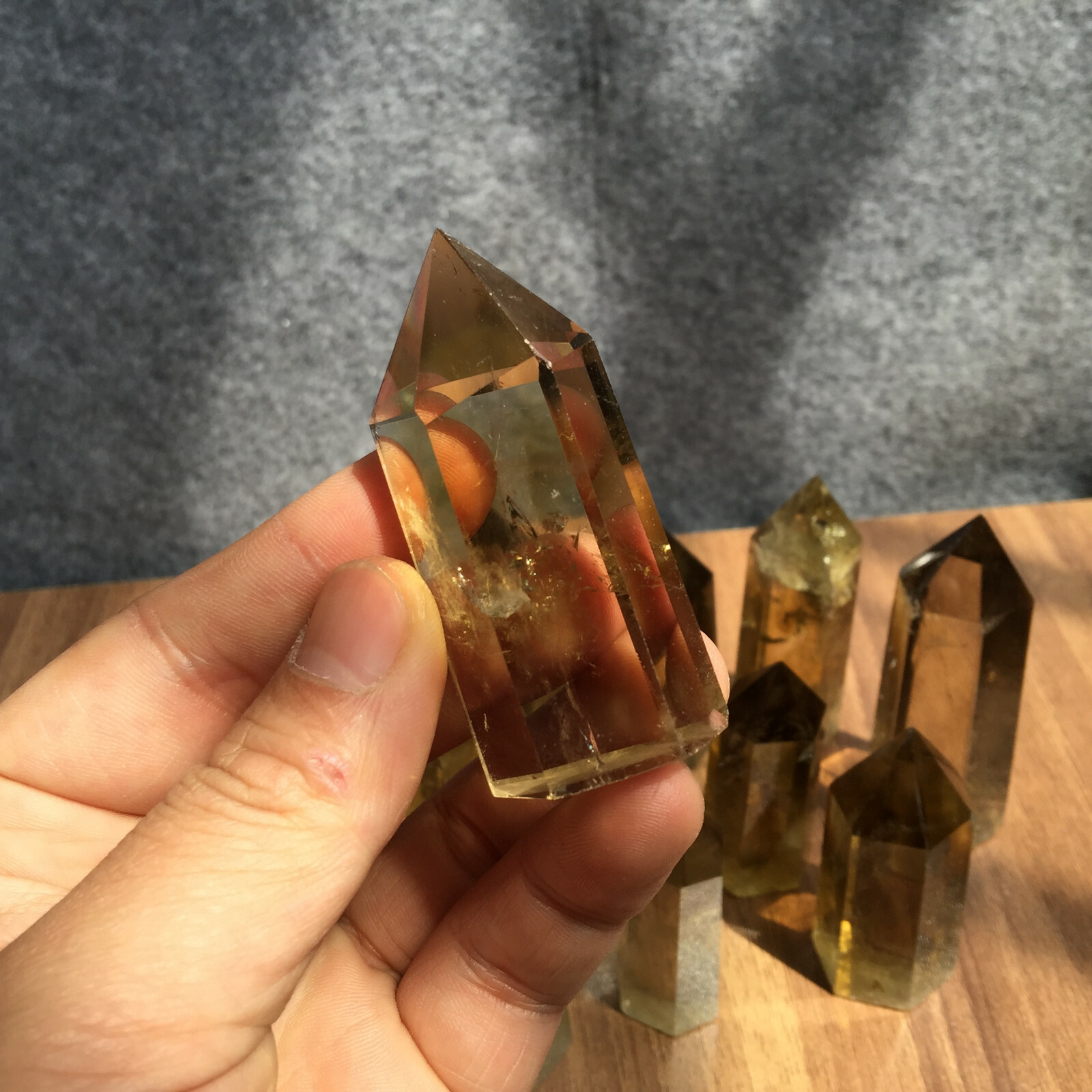 1PCS natural smokey citrine quartz obelisk crystal wand point healing