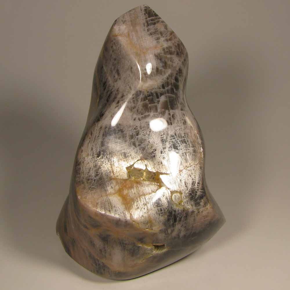 4.7″ BLACK MOONSTONE Flame Gemstone Polished Freeform – Madagascar – 1.8 lbs.