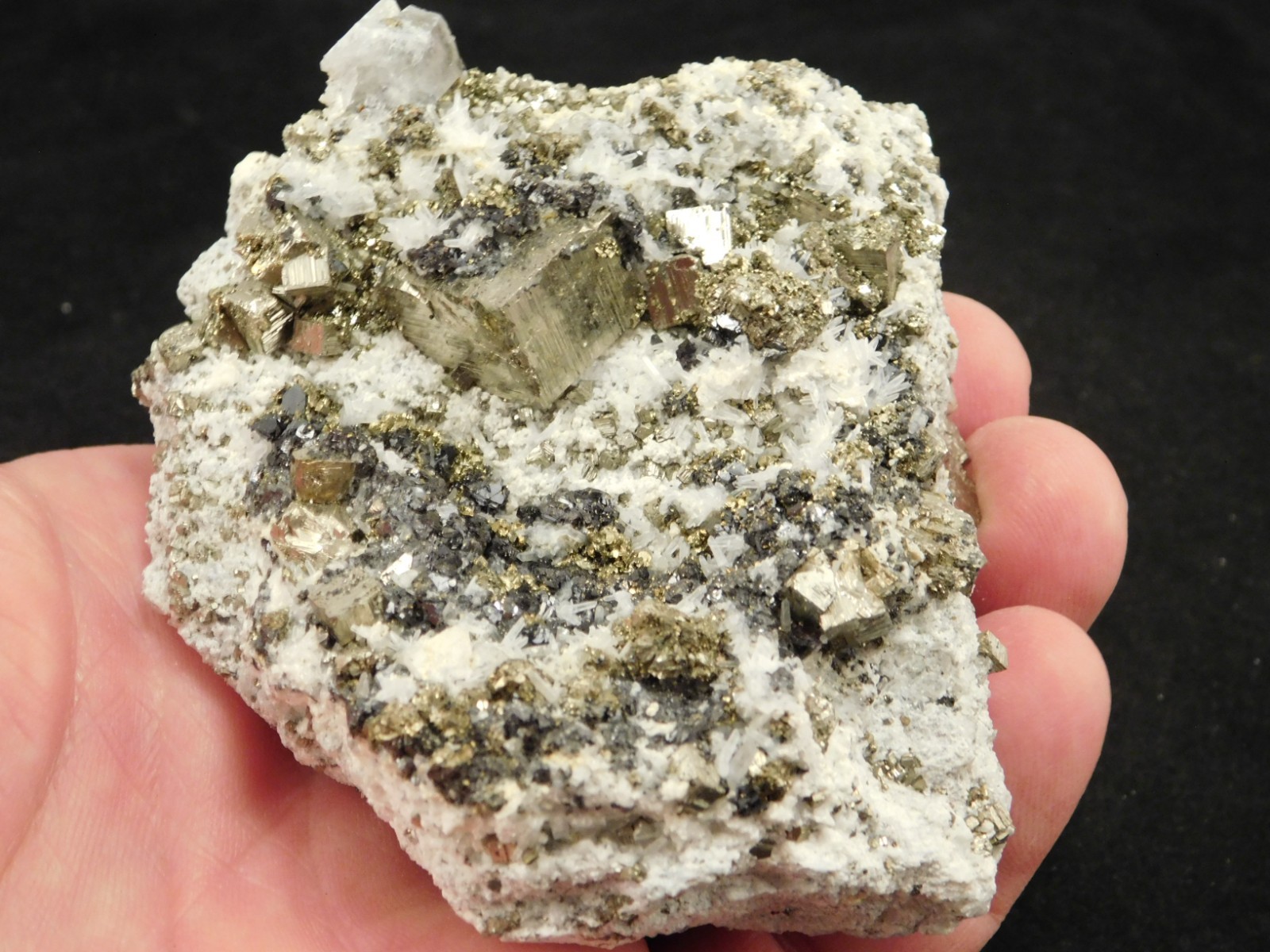 Larger! PYRITE Crystal CUBE Cluster with Druzy Quartz From Peru 314gr