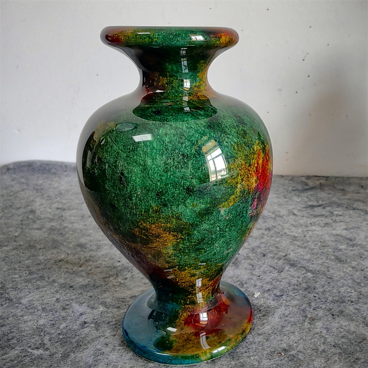 1.77LB Natural “Seven Colors Jade” vase specimen -Taiwan China L218