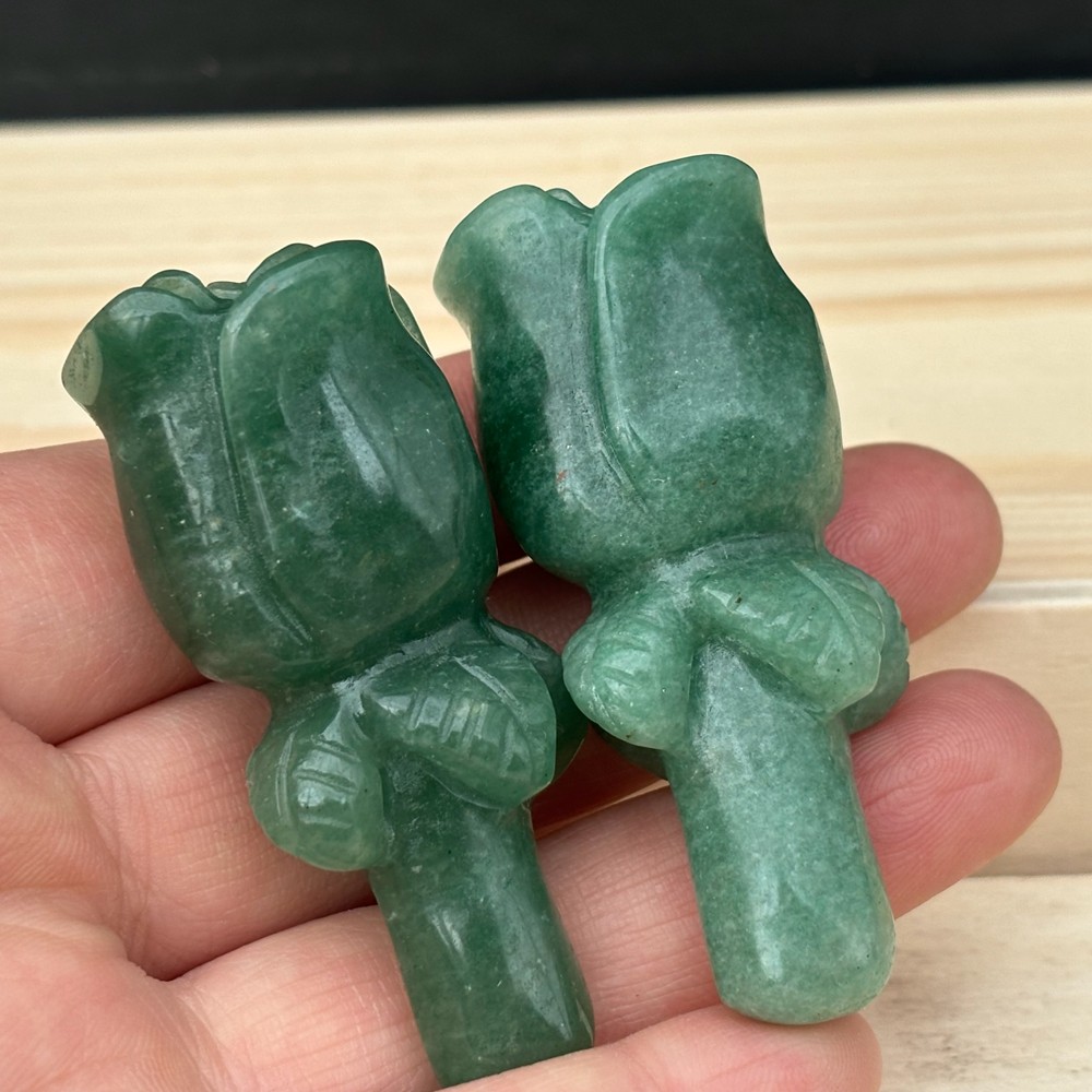 2.3″ Natural Aventurine Quartz Rose Carved Crystal Flower Skull Healing Gift 1pc