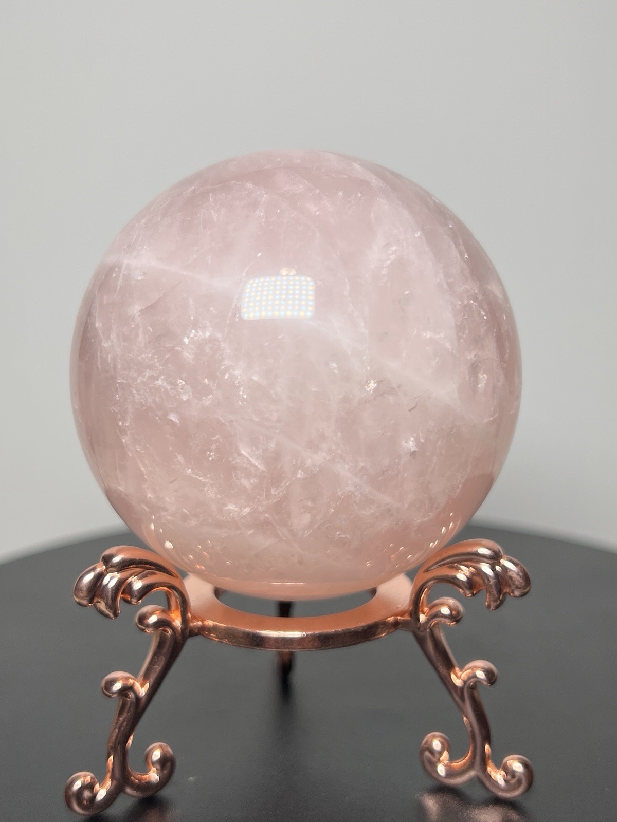 Rose Quartz 4 Piece Set – Heart bowl, Rose, Pyramid, & Sphere (68mm)