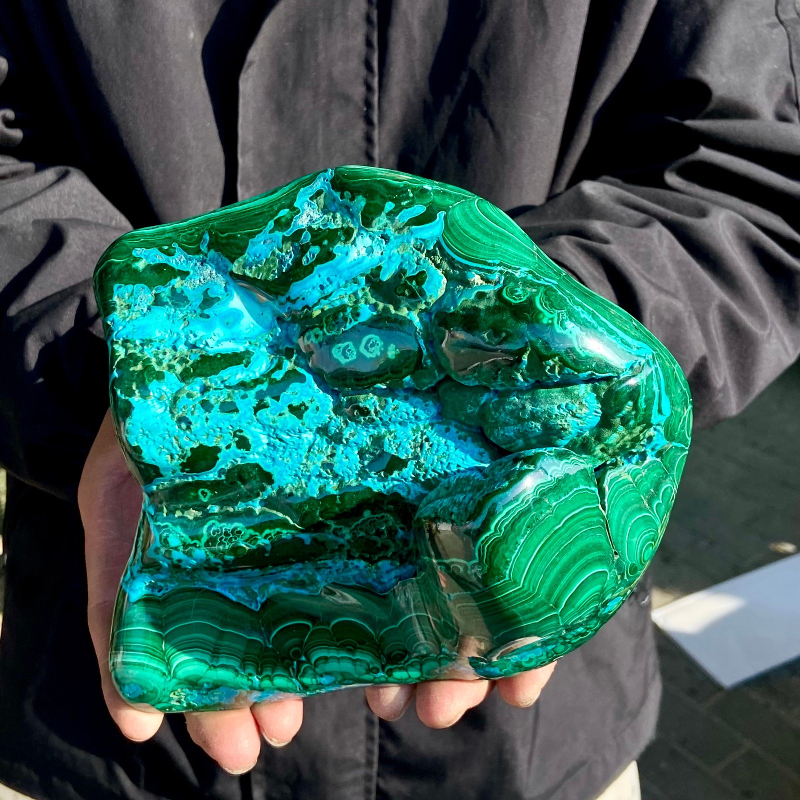 5.9LB Natural Malachite Cat Eye Mineral Specimens Quartz Crystal Reiki Healing