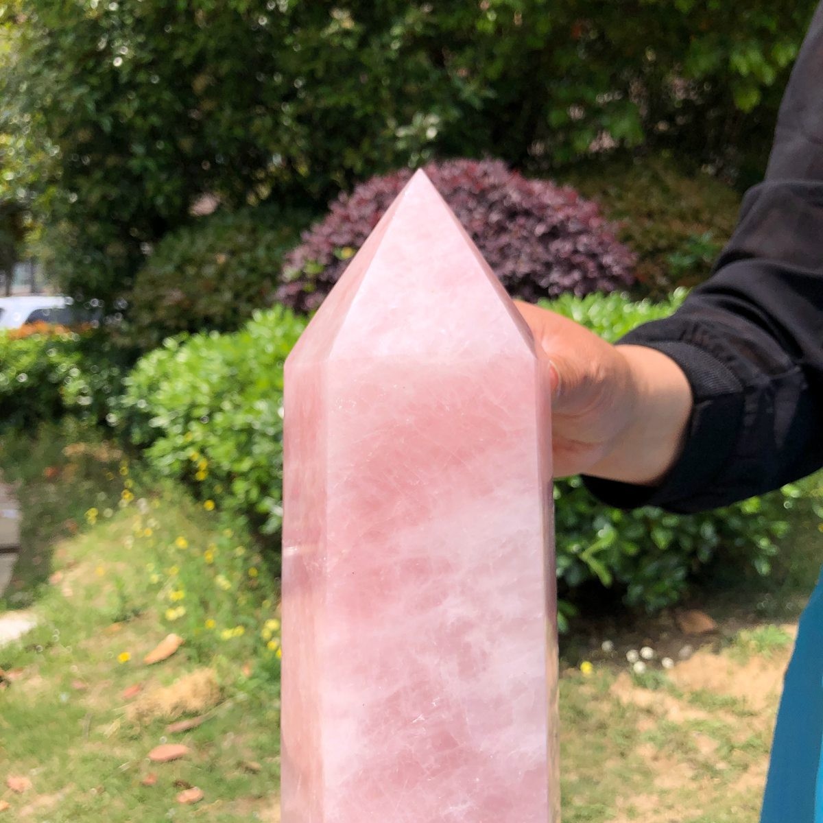 9.74LB Natural rose quartz obelisk pink crystal tower point healing decor