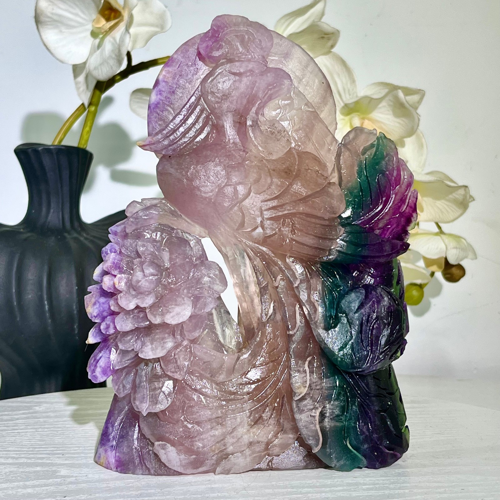 4.71LB Natural fluorite quartz products, hand carved and polished spiritual orn